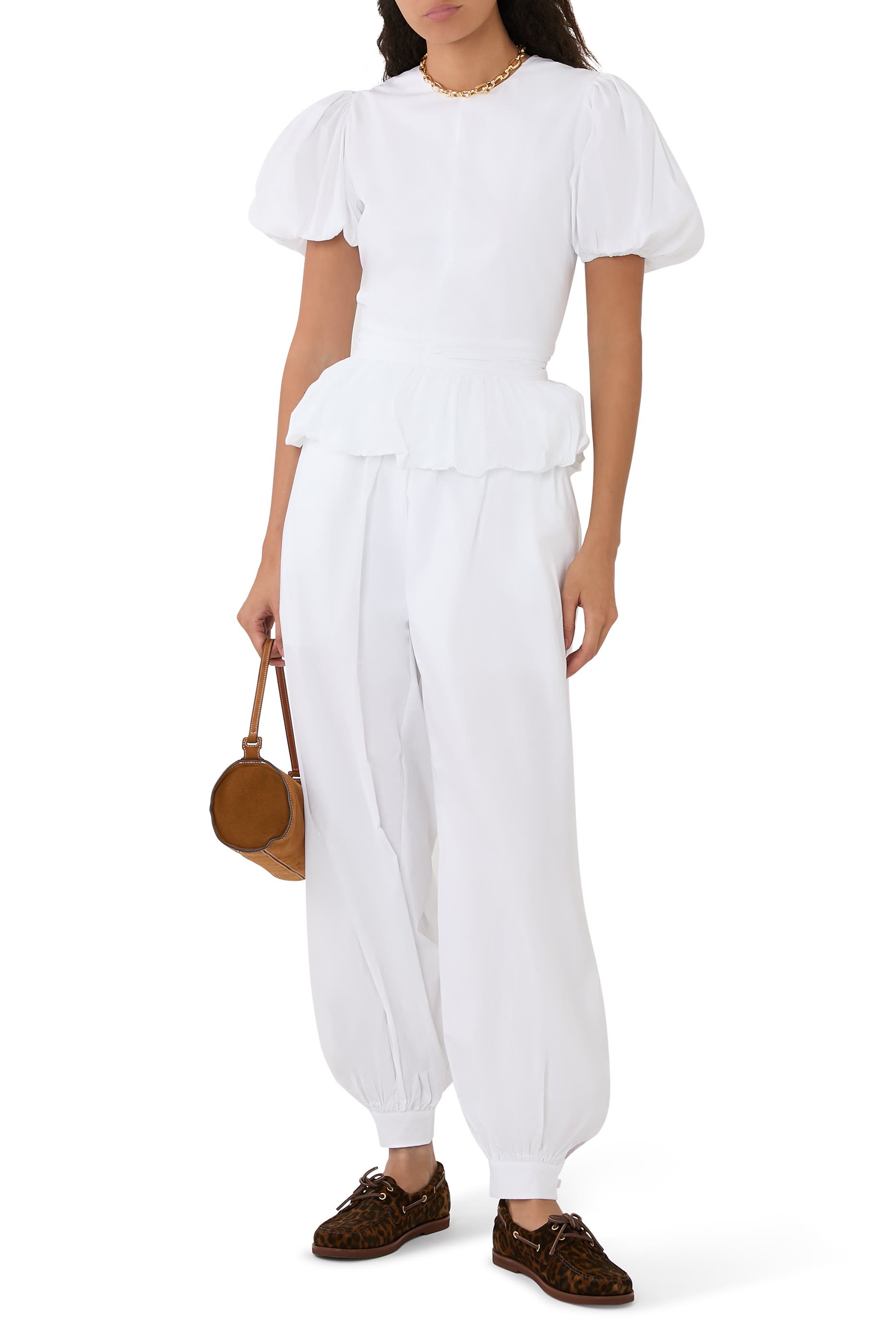 بلوزة أليكس بحافة جرس قطن بوبلين