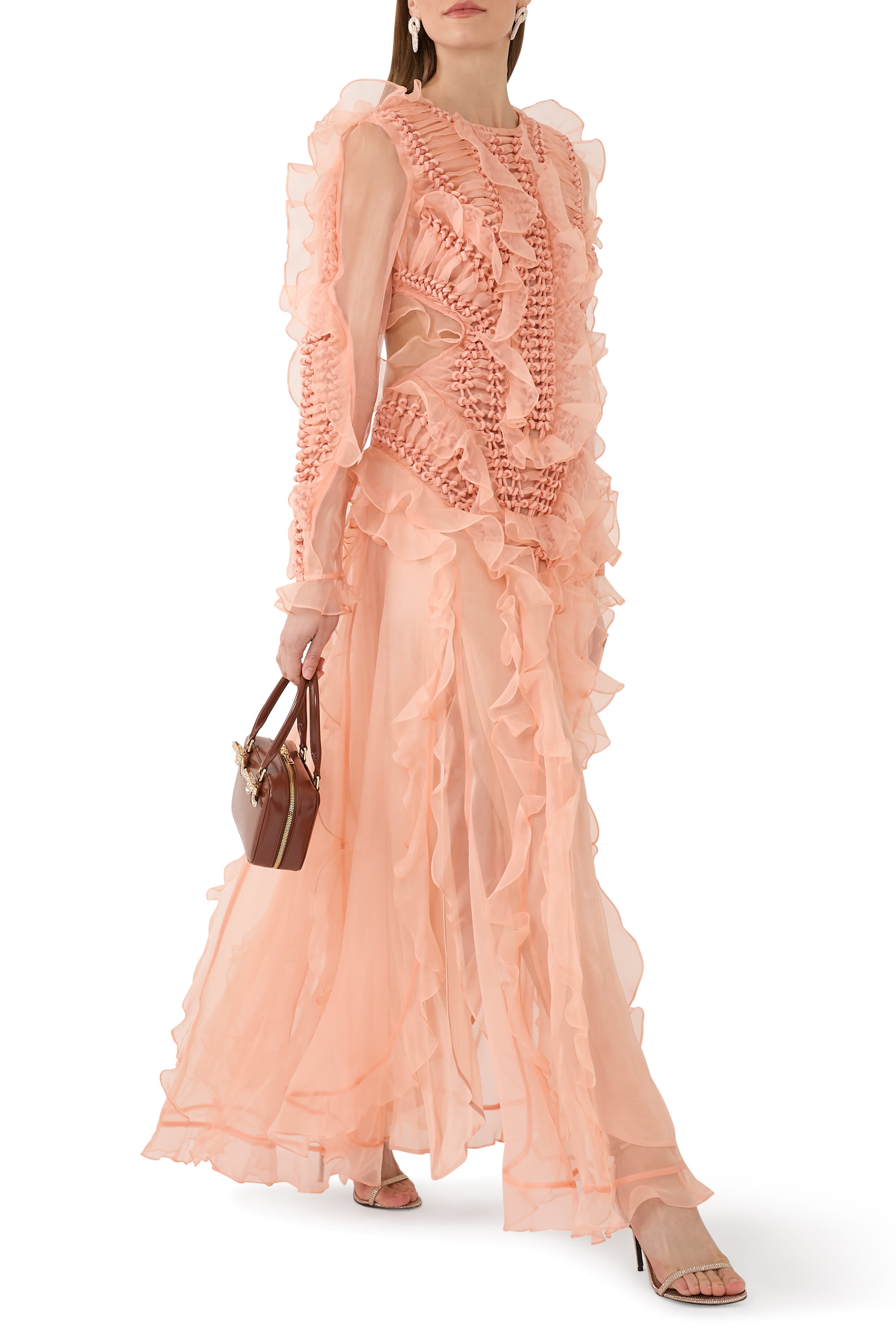 فستان بالنس طويل بتصميم مجدول