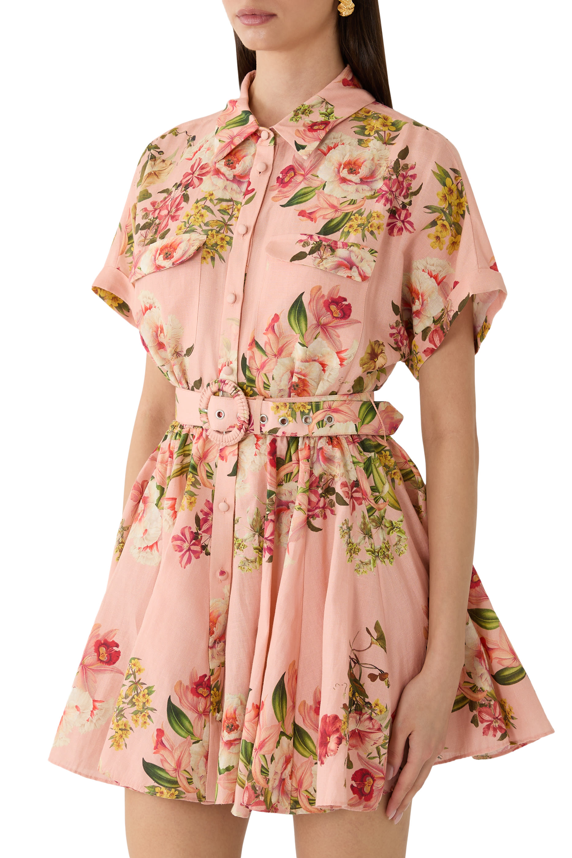 Dhun Floral-Print Collared Mini Dress