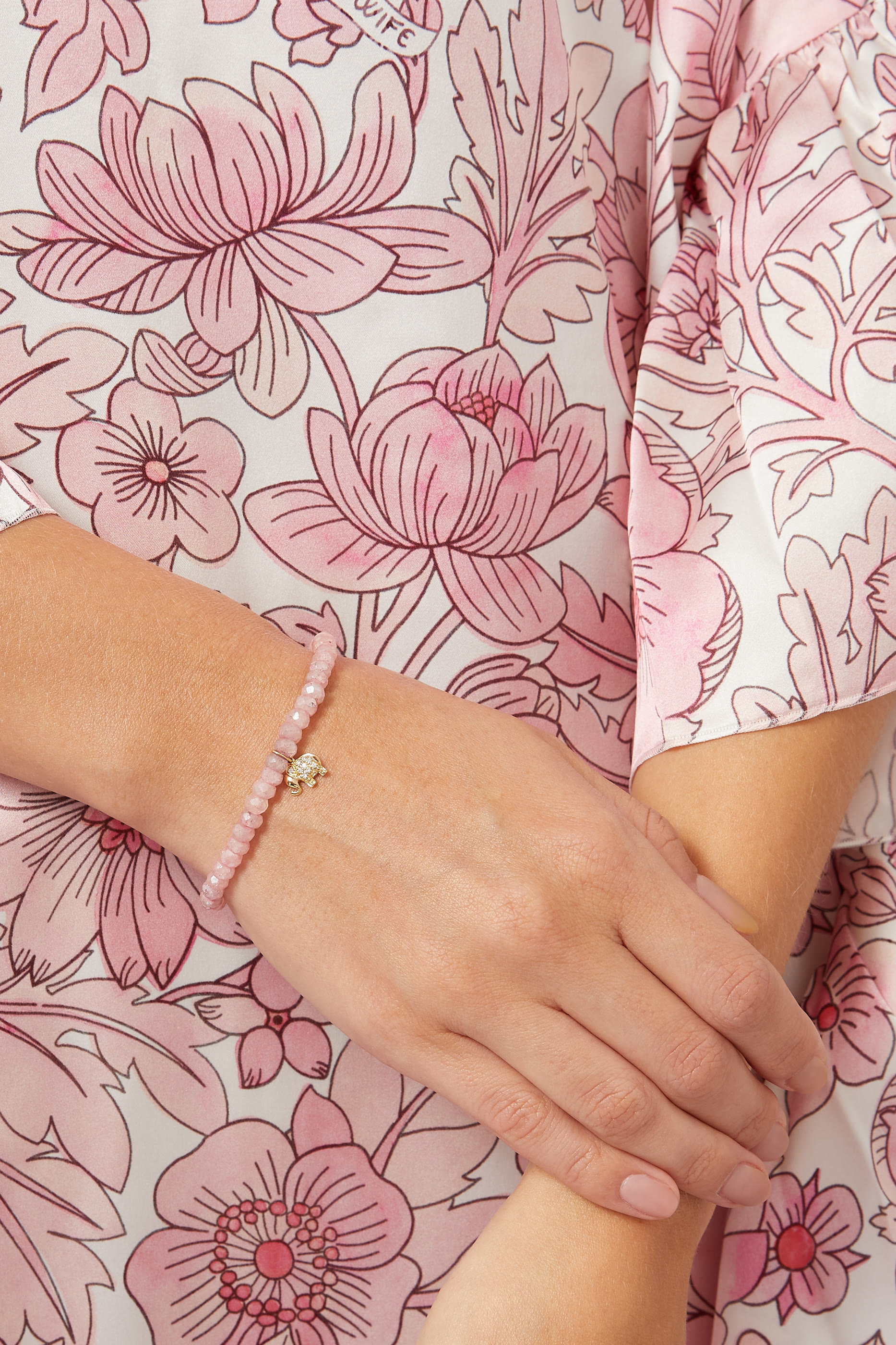 سوار ميستيك غرافيليت وردي بتصميم فيل صغير