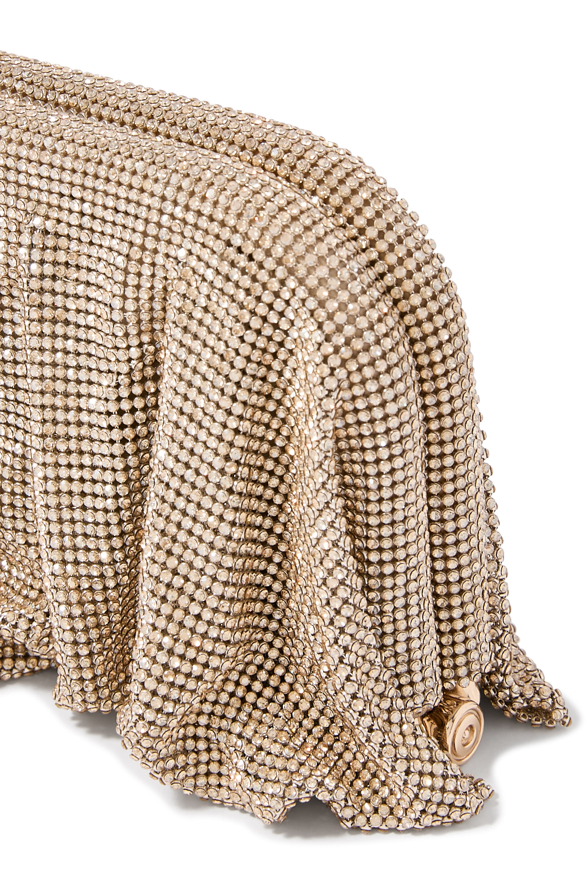 حقيبة كلاتش فينوس لا غروند قماش شبكي مرصعة بأحجار الراين وكريستال