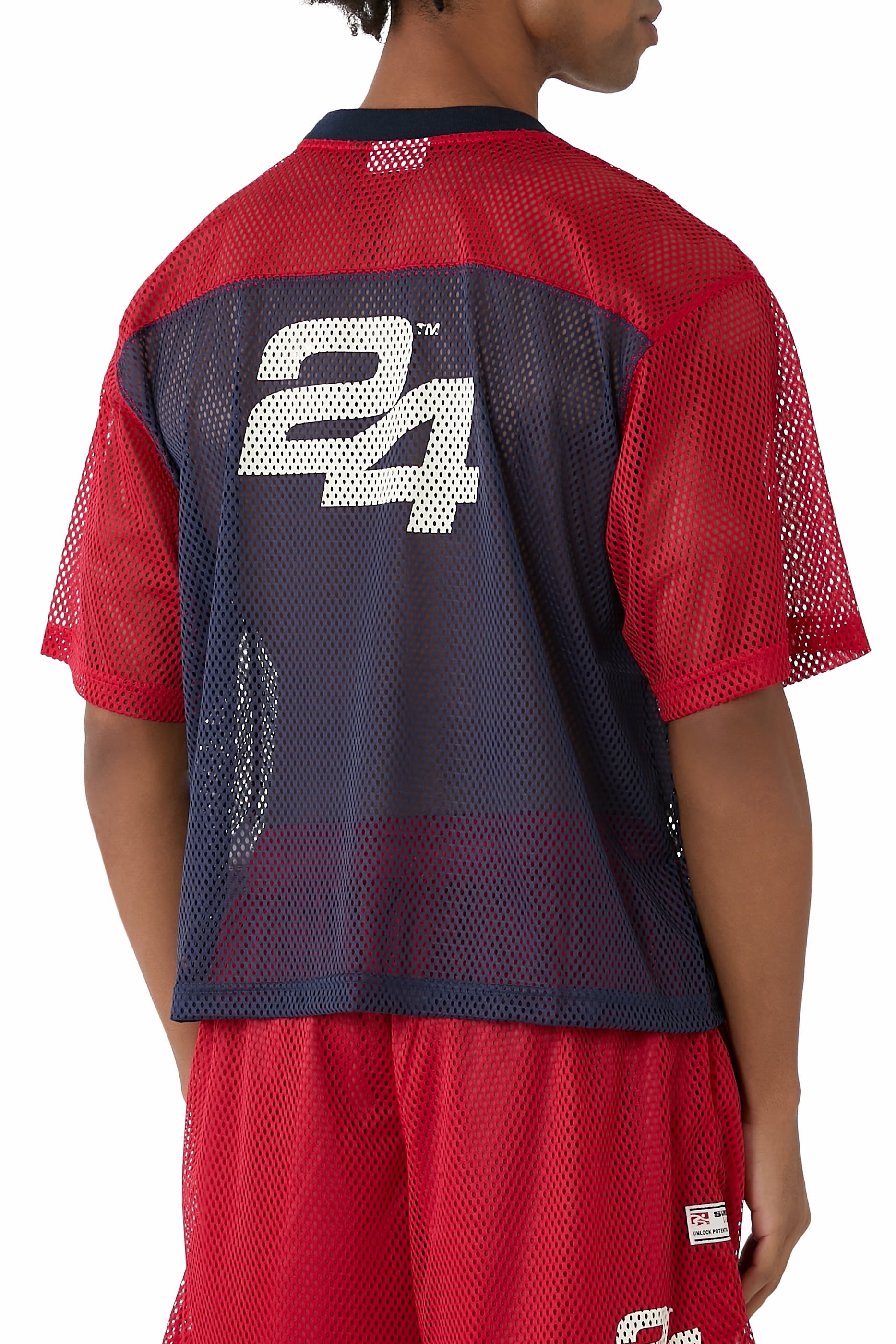 بلوزة بتصميم متباين قماش شبكي