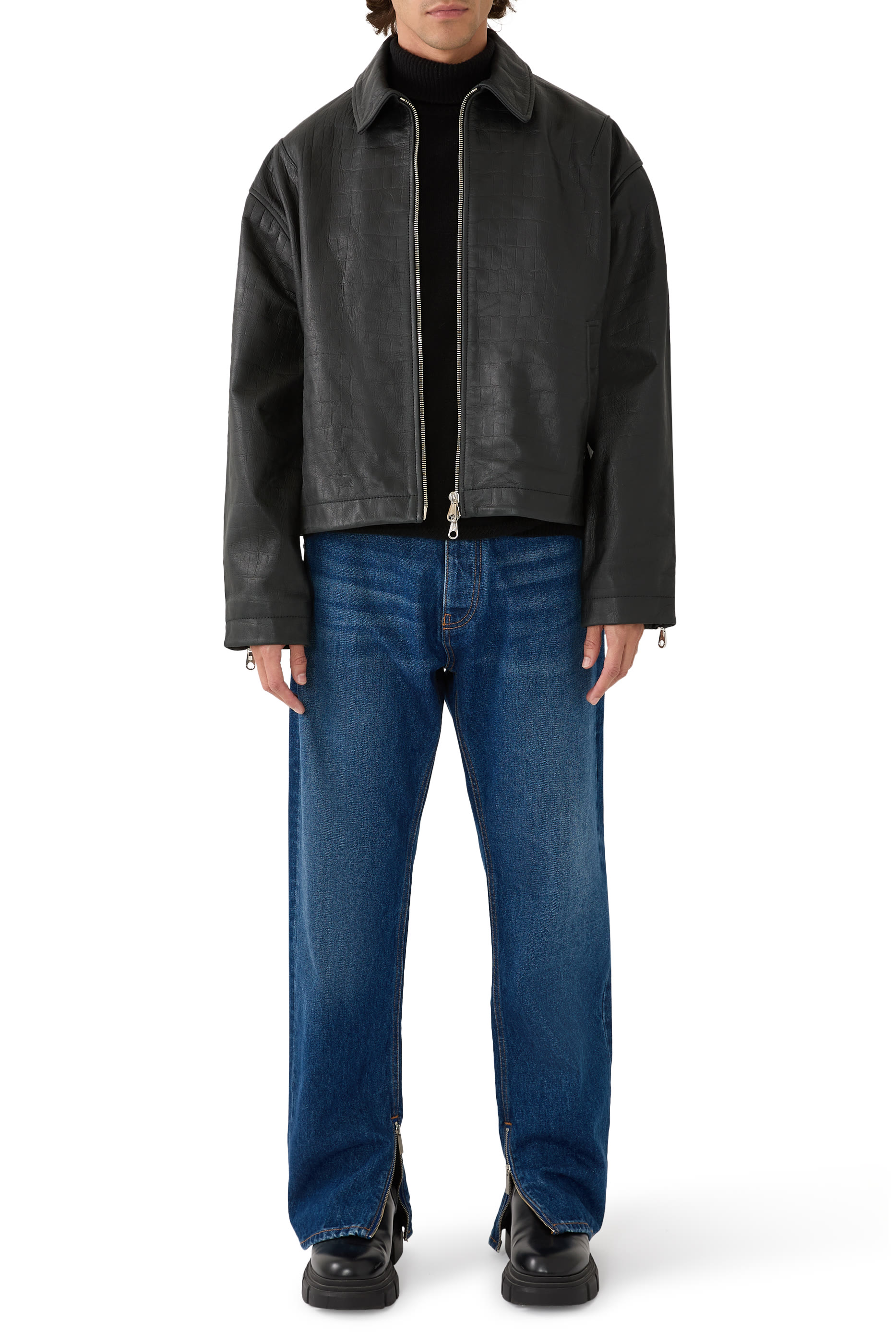 جاكيت بنقشة جلد تمساح