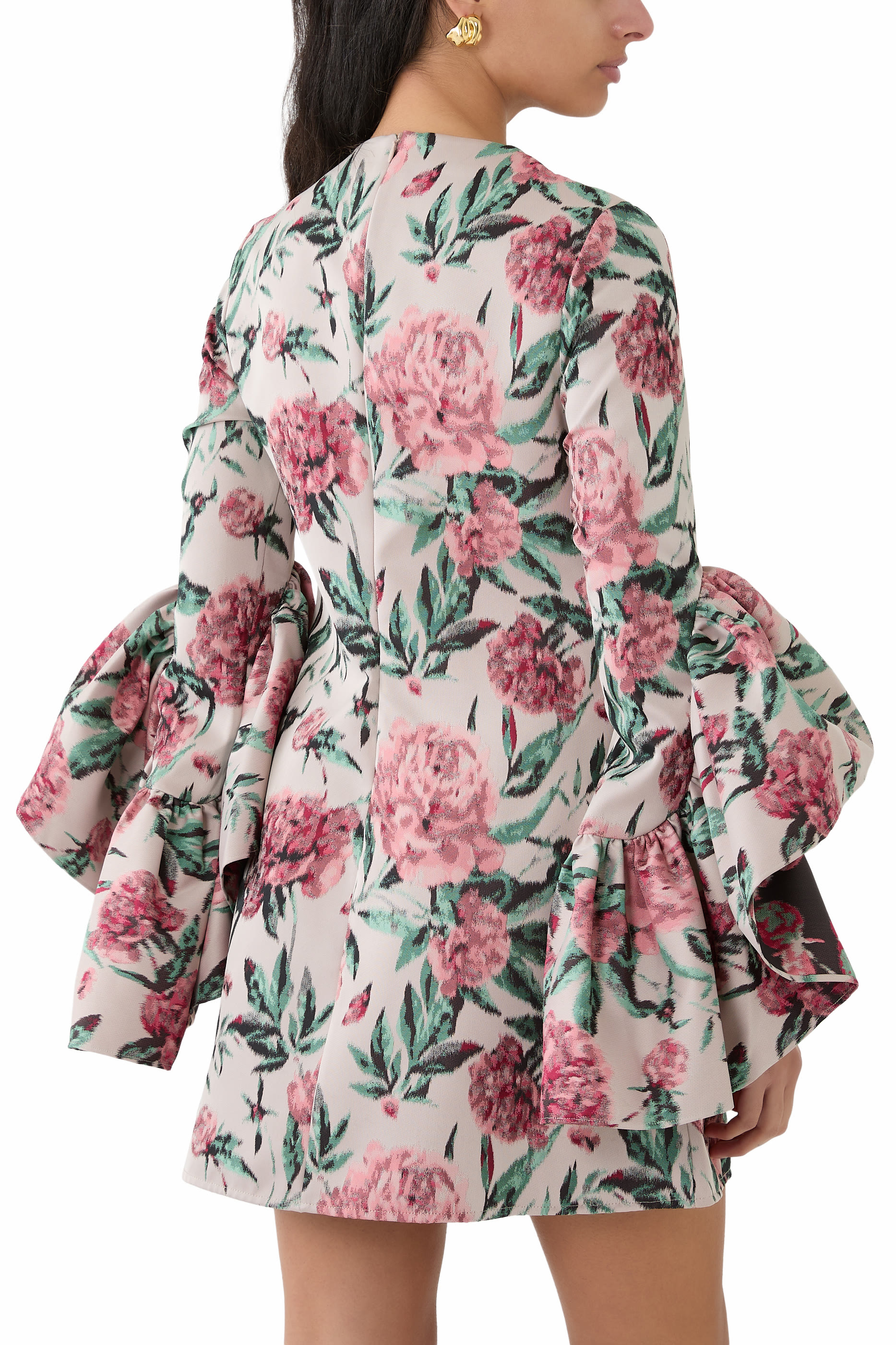 فستان متوسط الطول بنقشة زهور