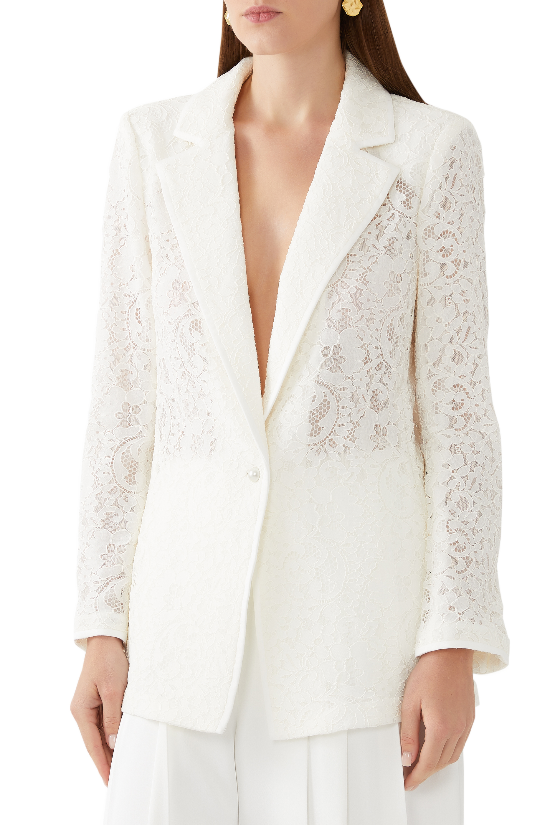 Judith Sheer Lace Shawl Collar Blazer