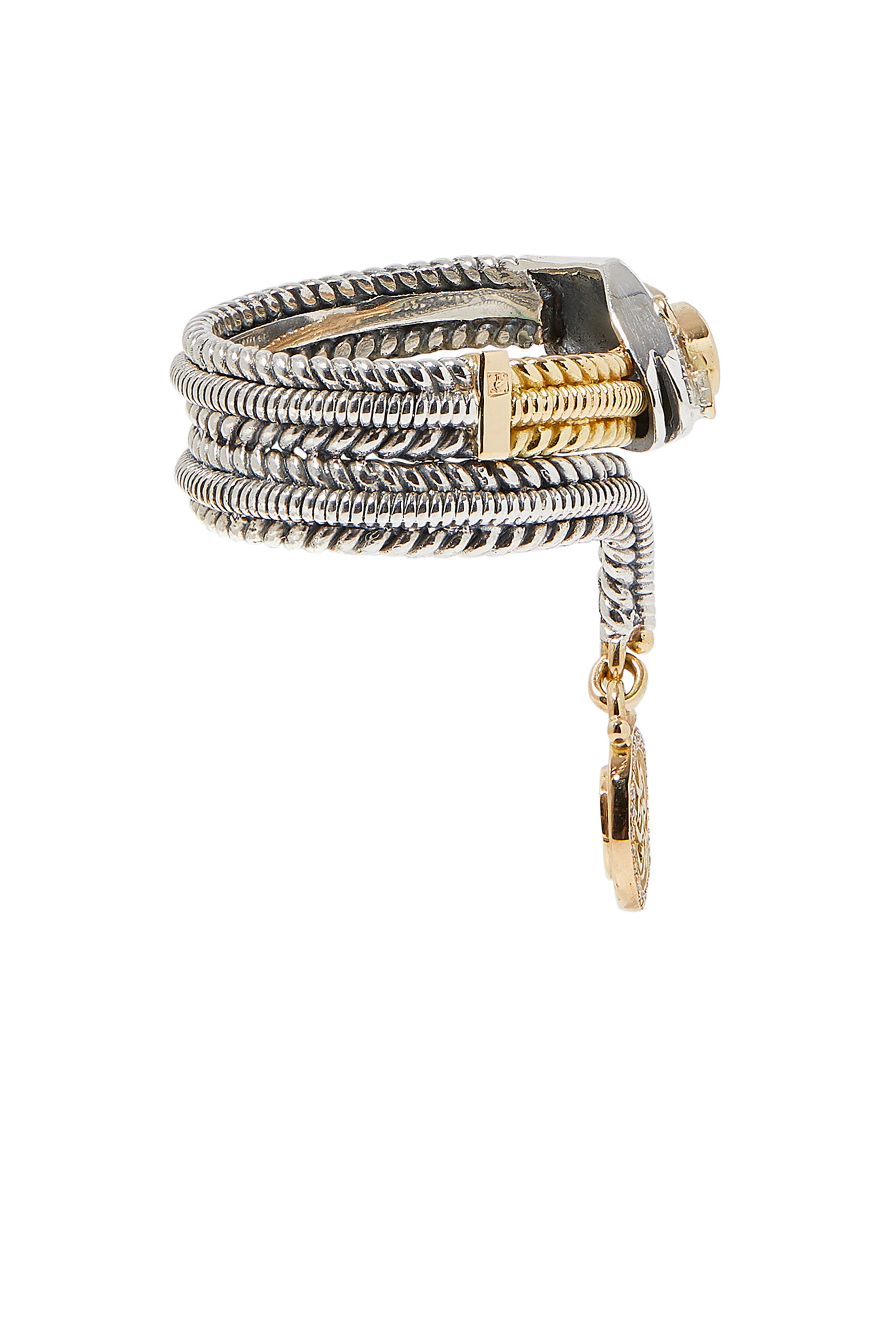 خاتم بروتكشن سلسلة بتصميم أفعى مرصع بالماس والياقوت ذهب أصفر عيار 18