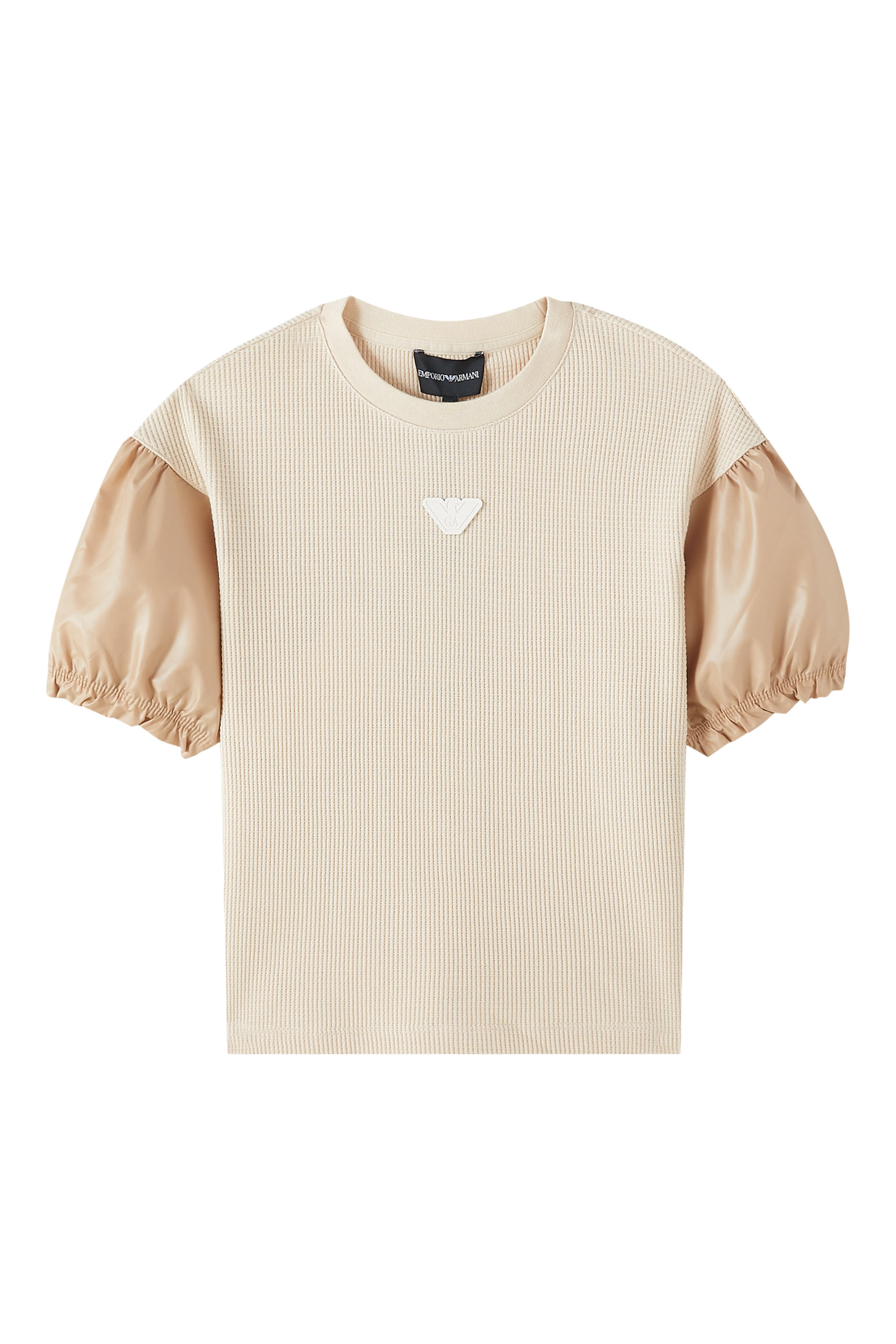 تيشيرت بنسيج متشابك وشعار الماركة للأطفال