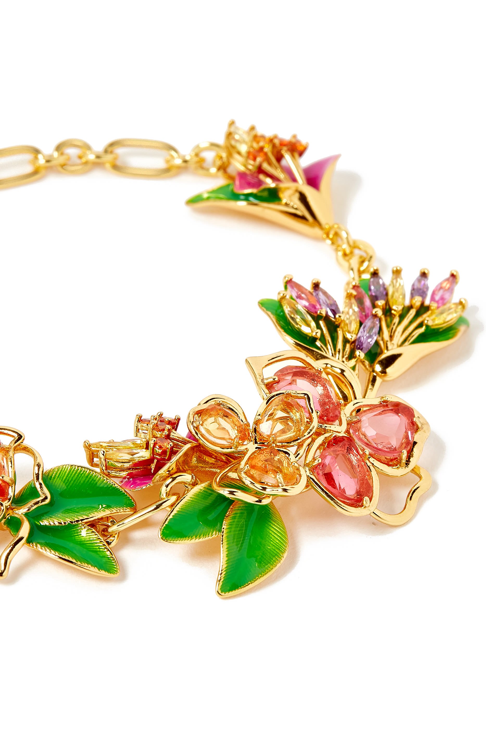 سوار بارادايس بتصميم زهور مرصع بأحجار زركونيا مكعبة وأحجار زجاجية ومينا معدن مطلٍ