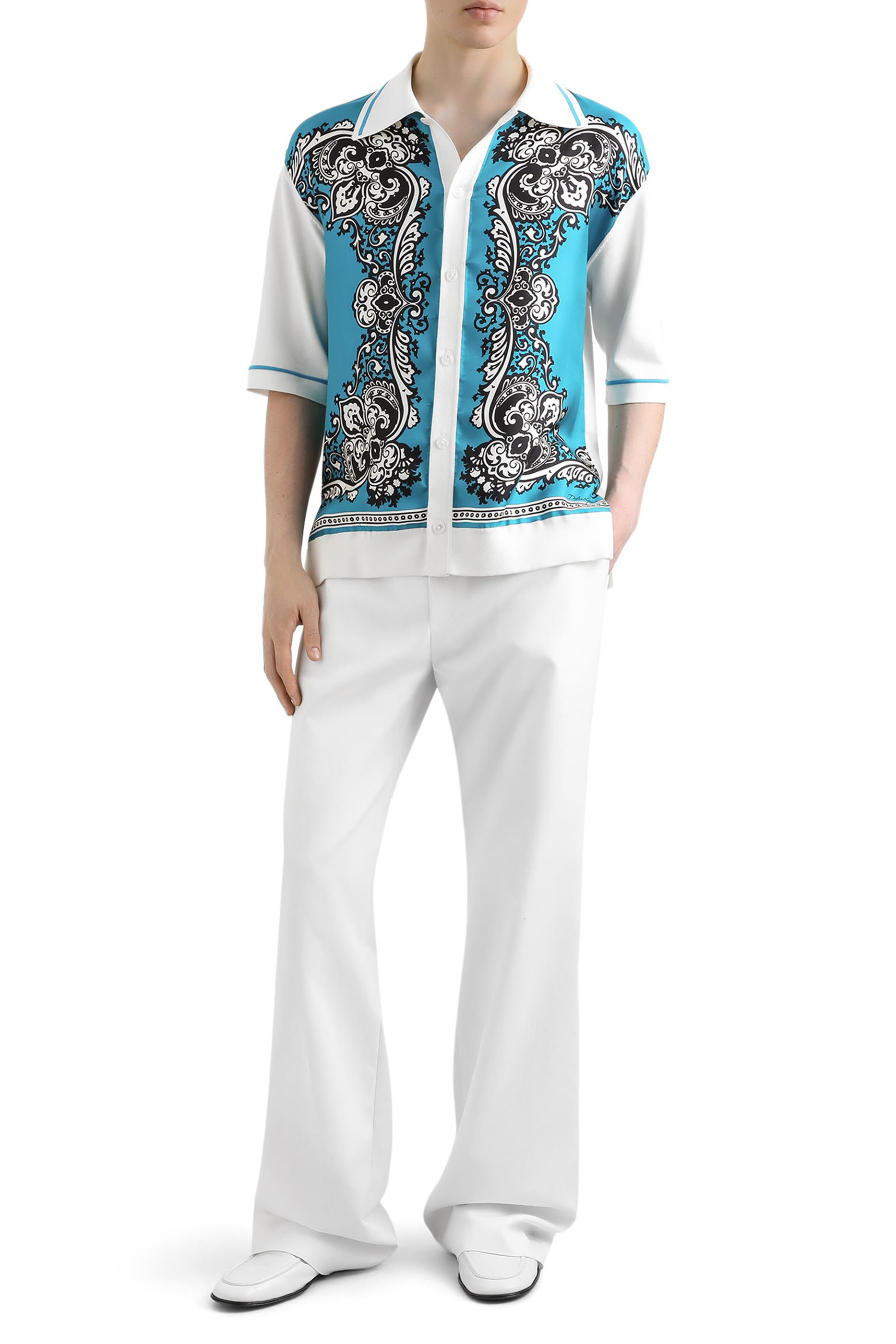 قميص بطبعة باندانا قطن وحرير