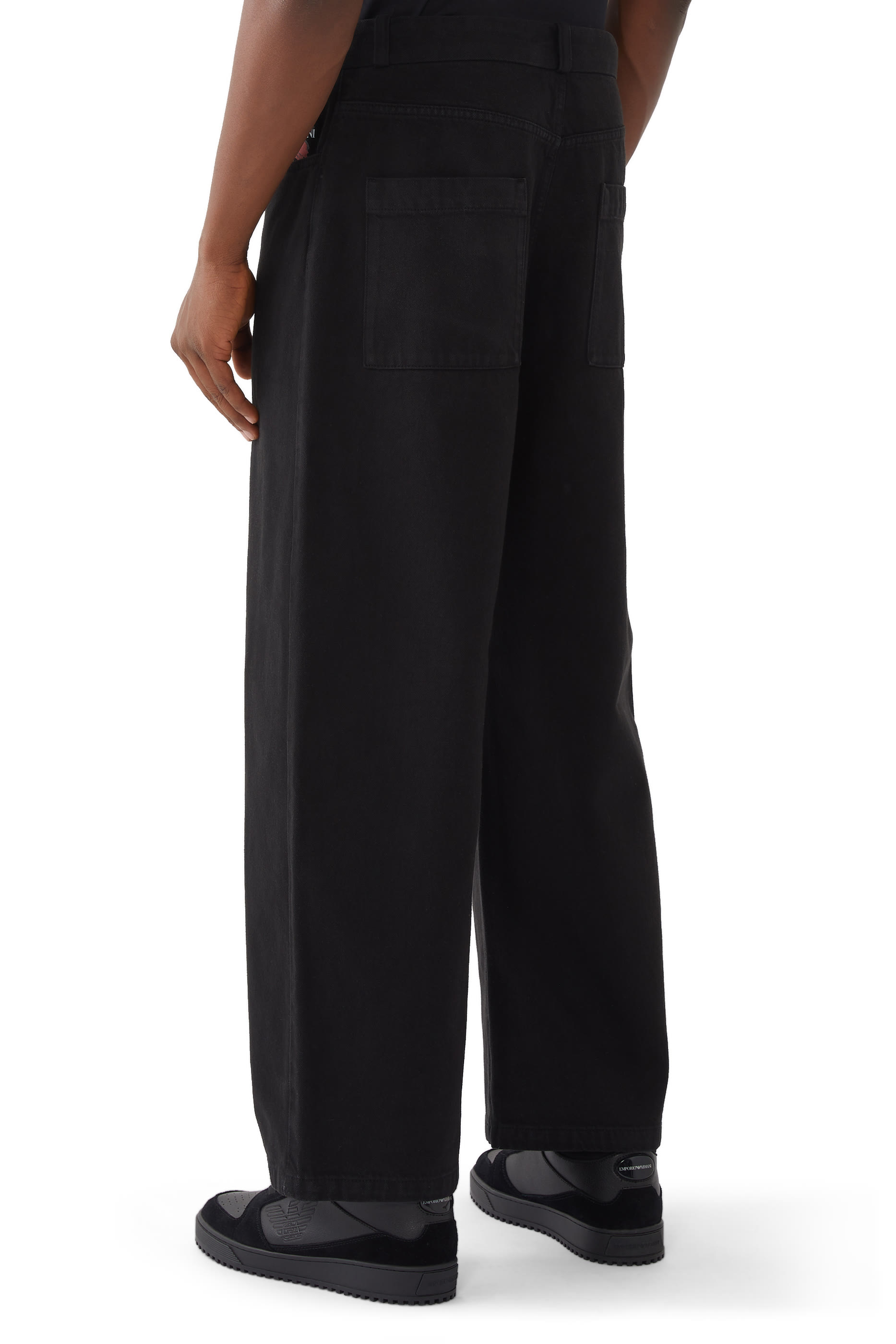 بنطال مون امور بساق واسعة دينم متين