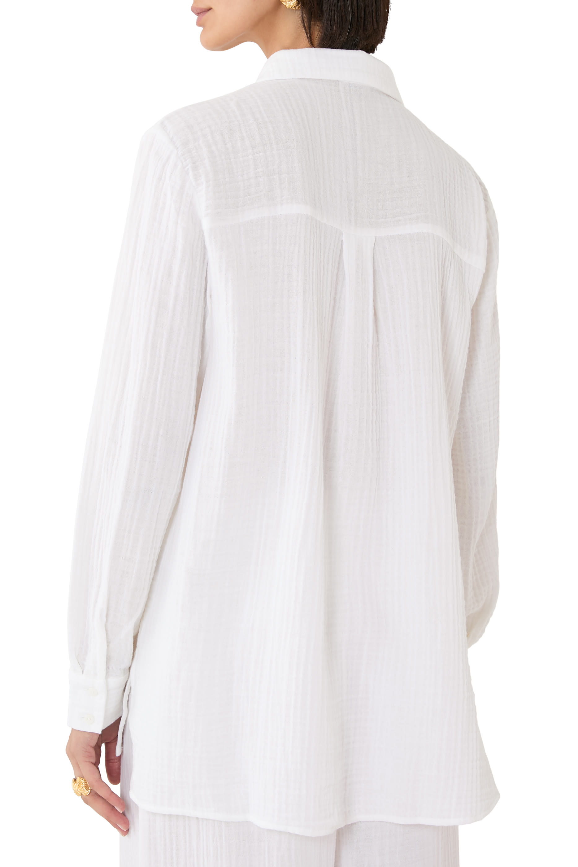 قميص بياقة كلاسيكية شاش عضوي قطني فاخر 