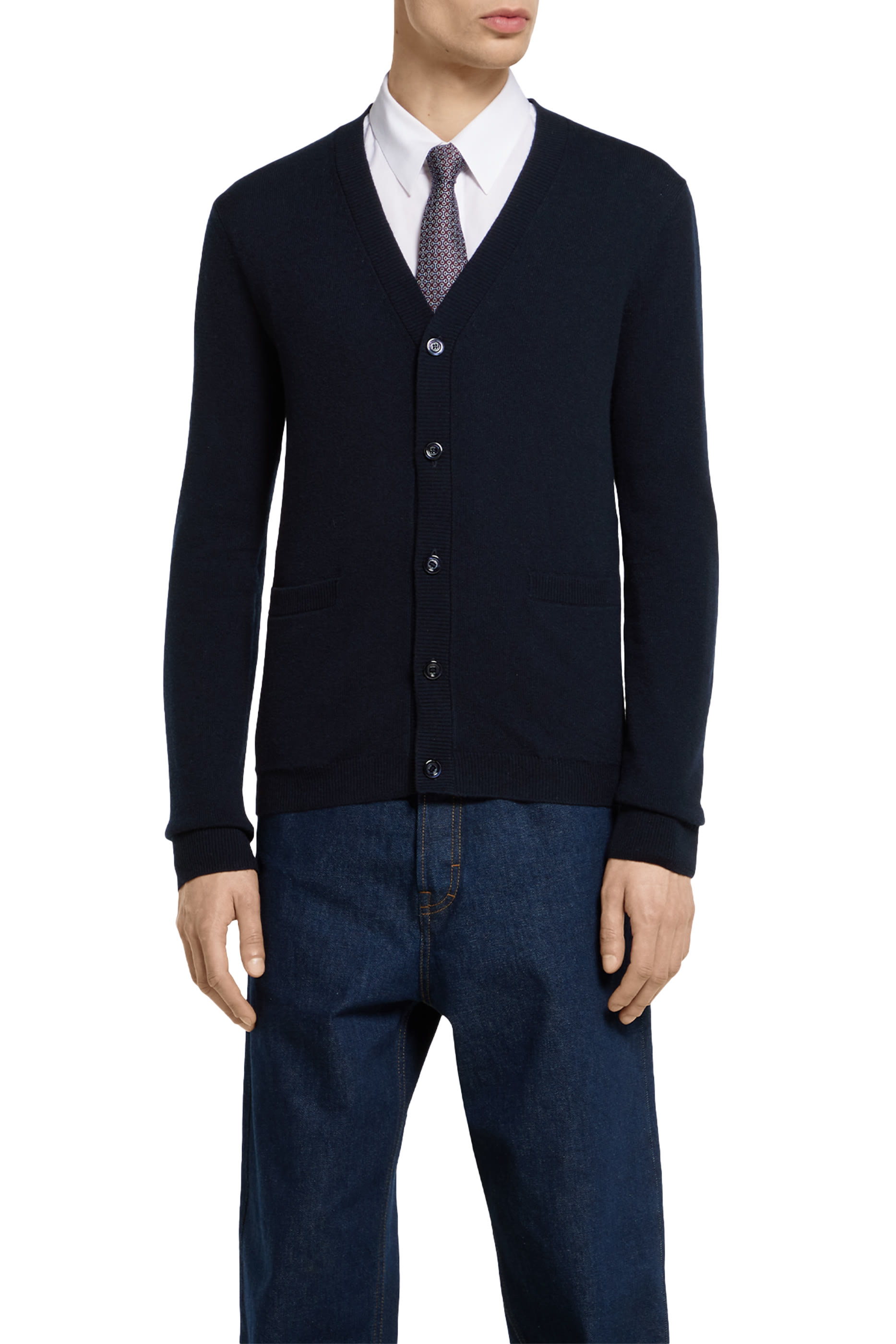 Intarsia Fine Cashmere Cardigan