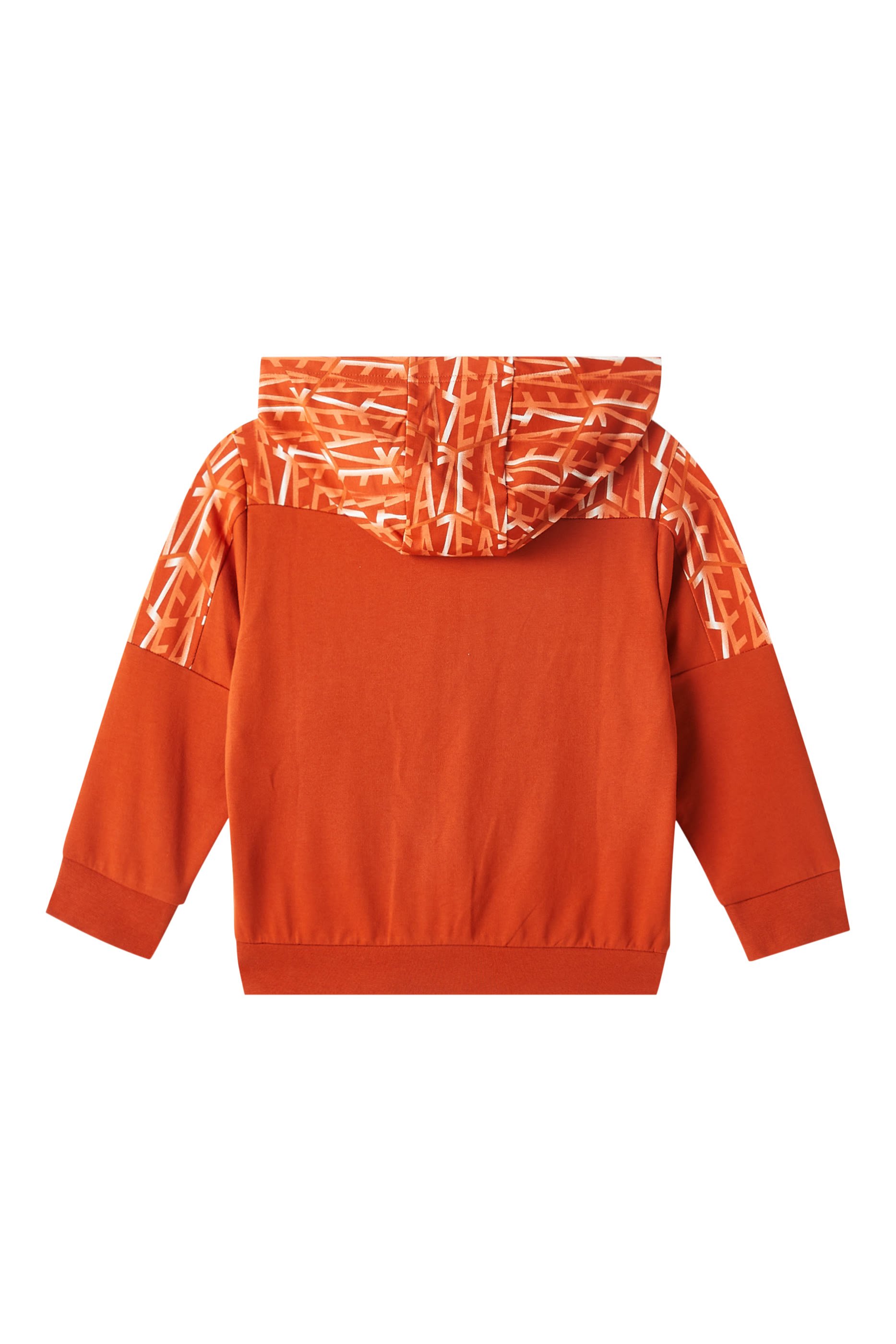 سويت شيرت بغطاء رأس وطبعة شعار الماركة للأطفال