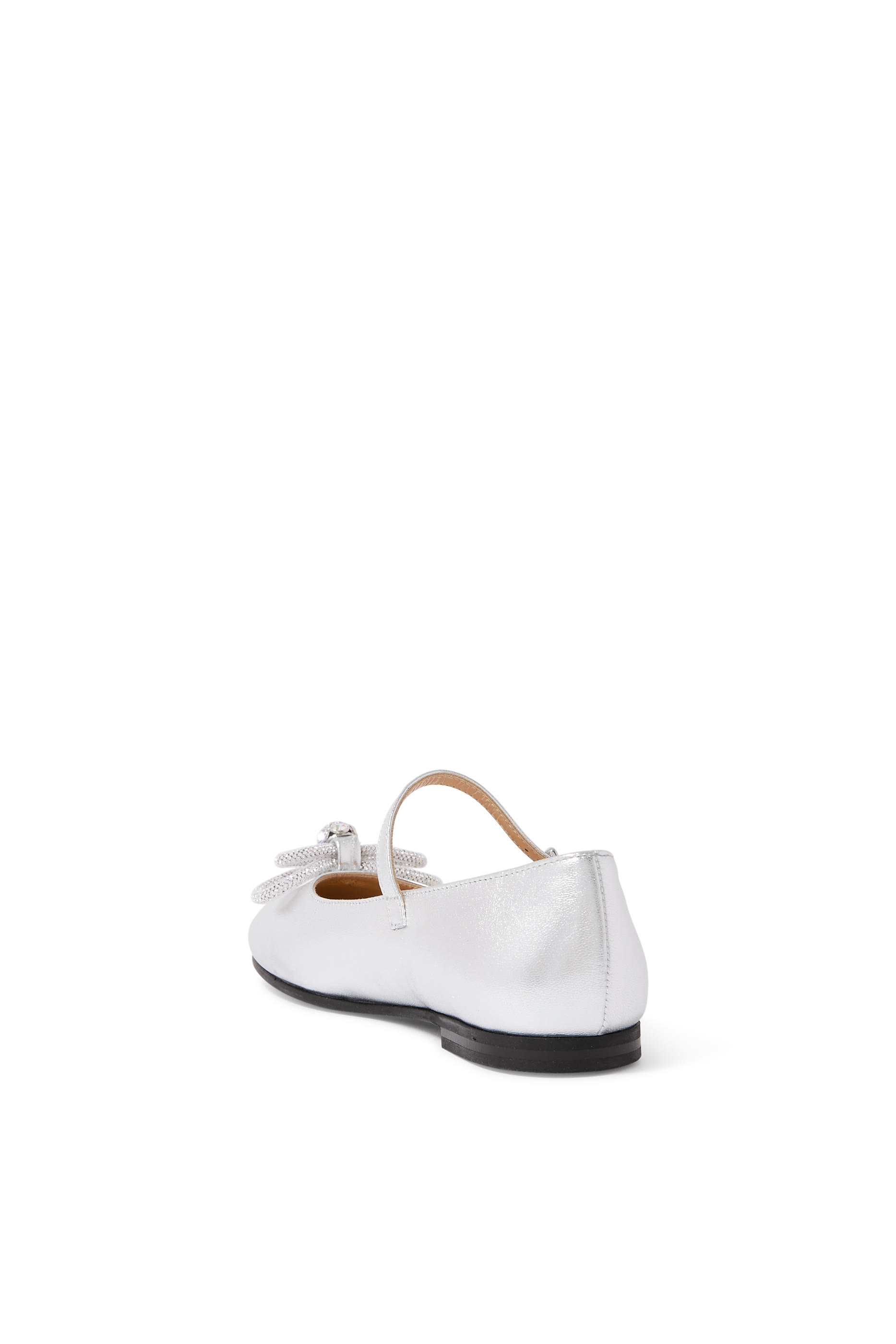 Kids  Double Bow Leather Mini Ballerinas