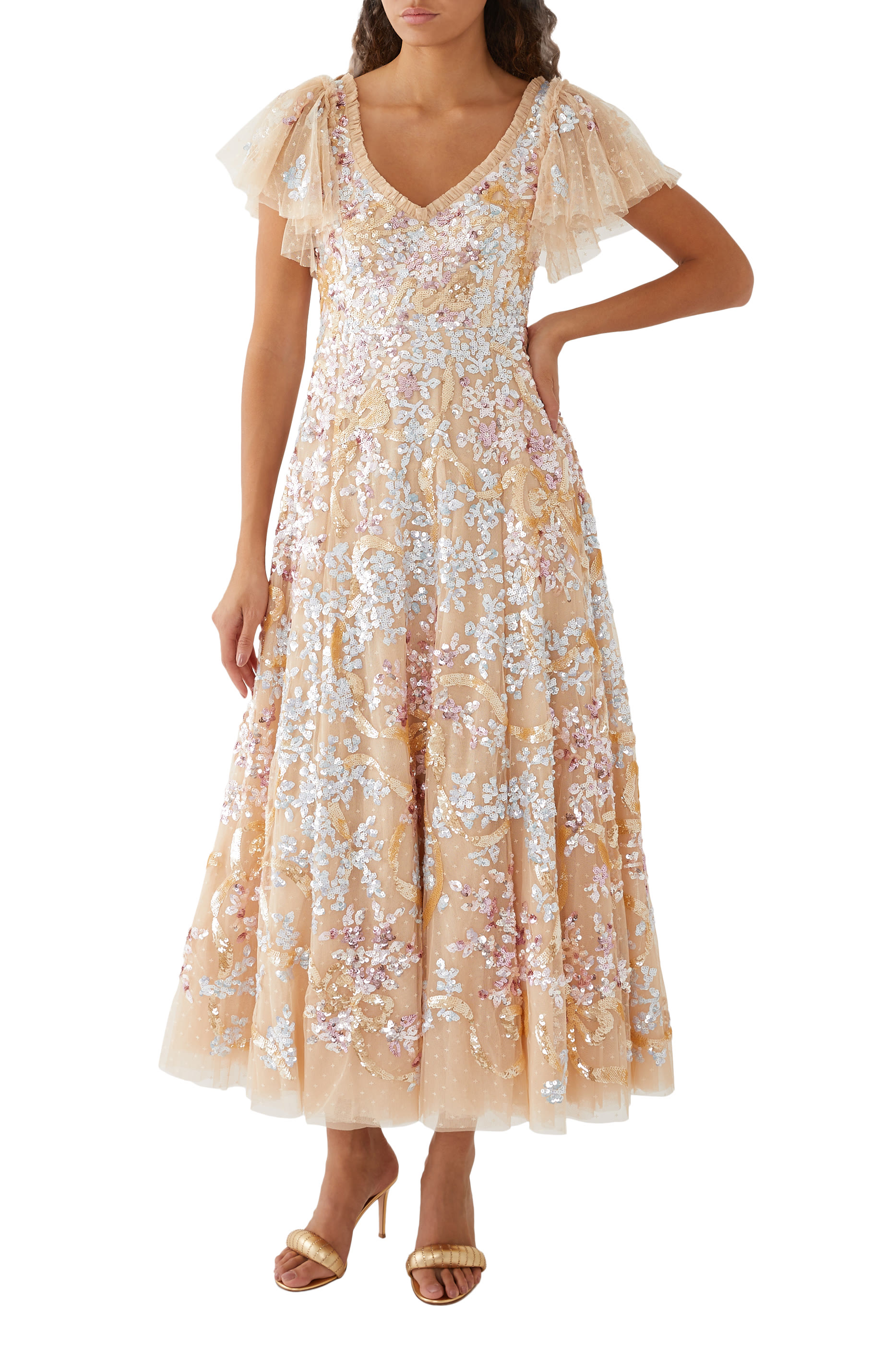 فستان سهرة دانسينج ريبون بطول الكاحل