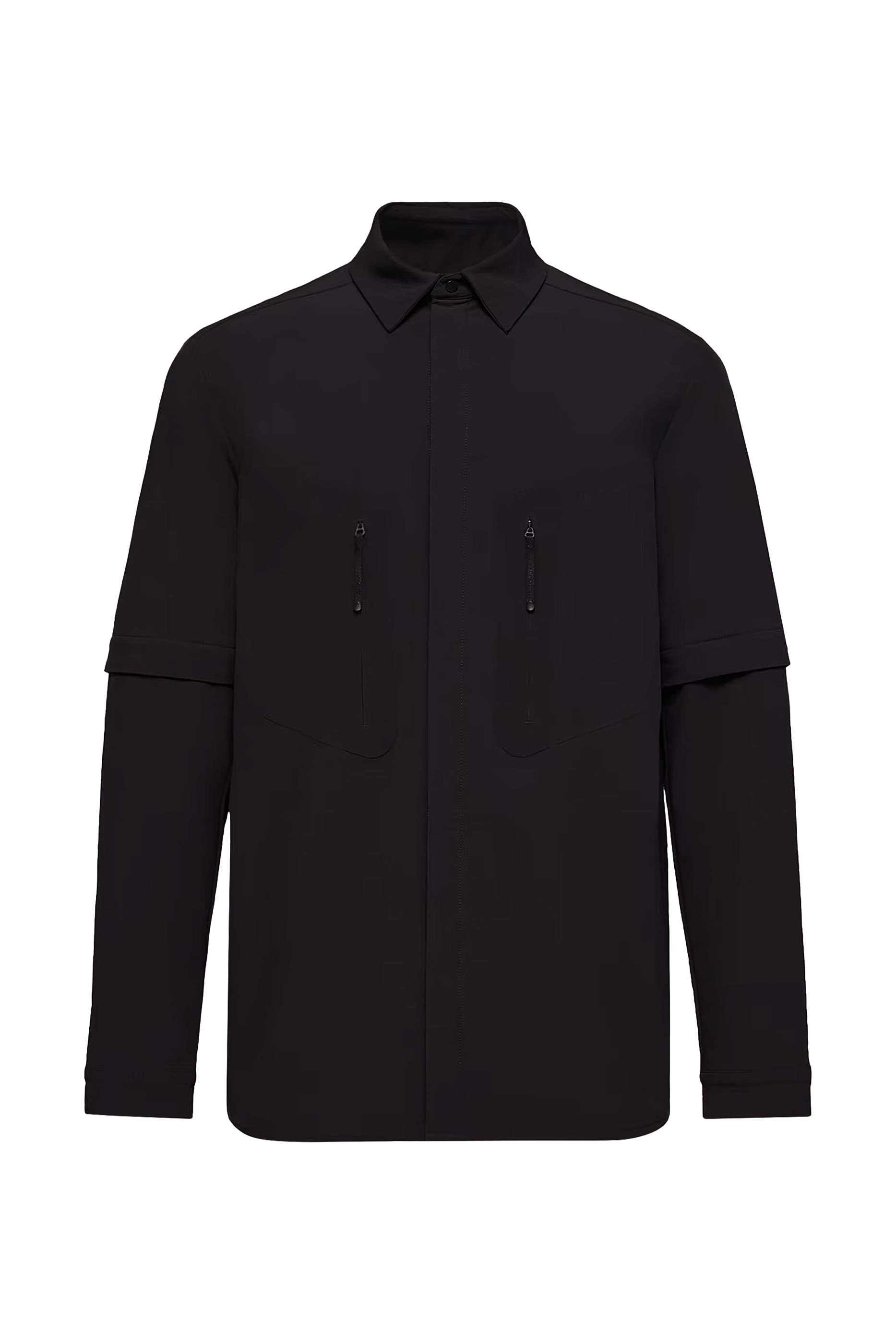 جاكيت بنمط قميص 2 في 1 مزين بشعار الماركة