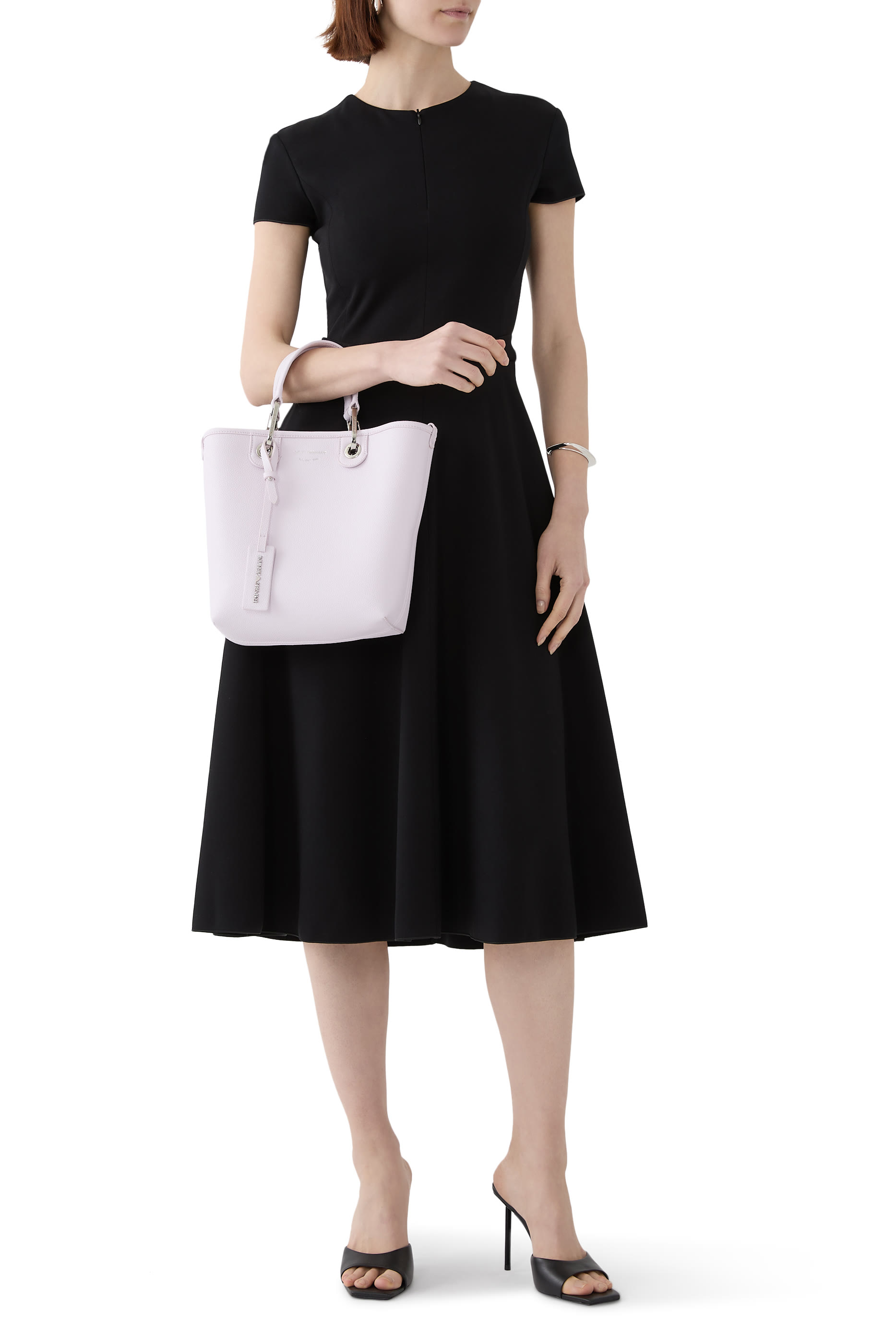 حقيبة يد بشعار الماركة بنقشة جلد غزال