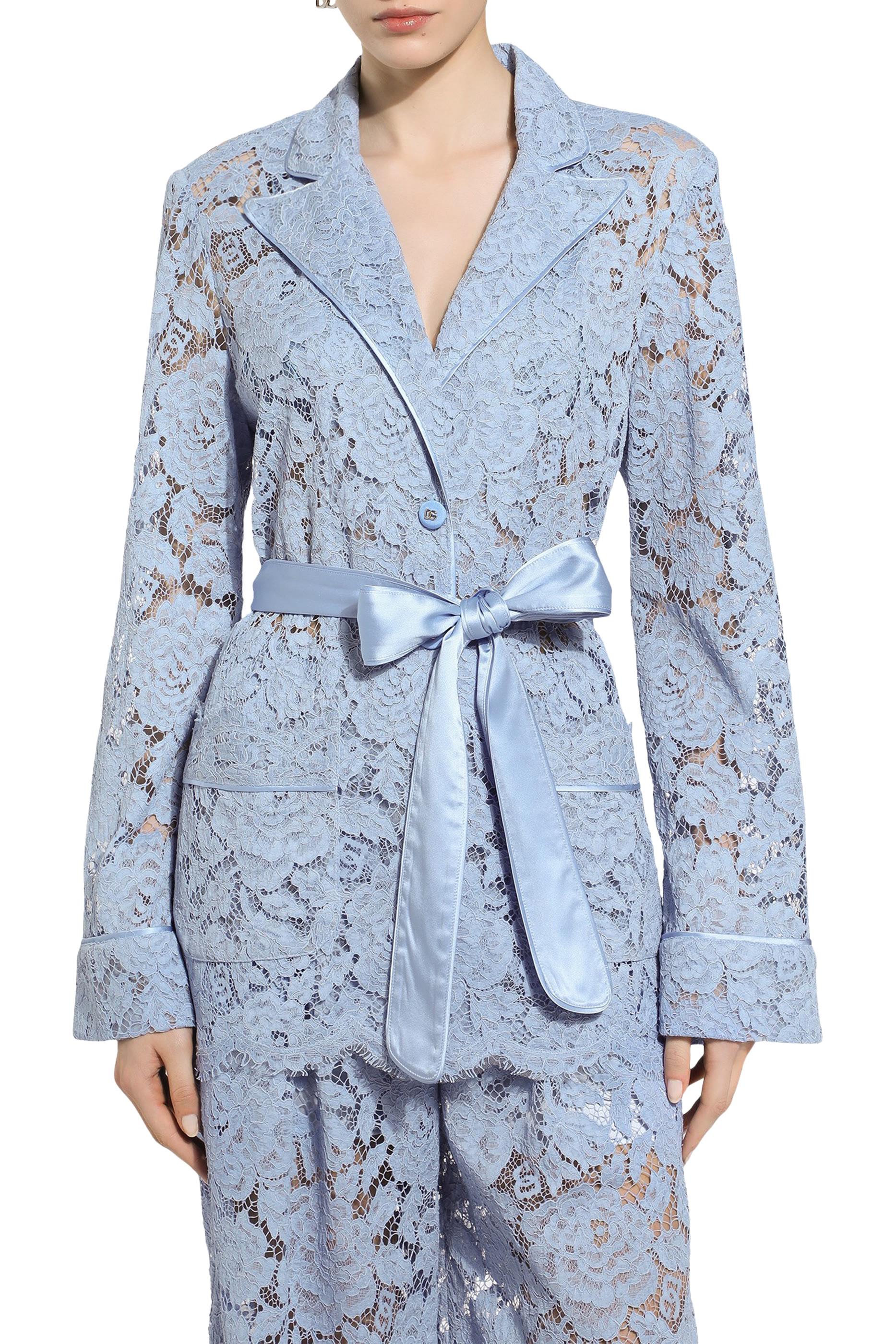 قميص بيجامة دانتيل كوردونيتو بنقشة زهور