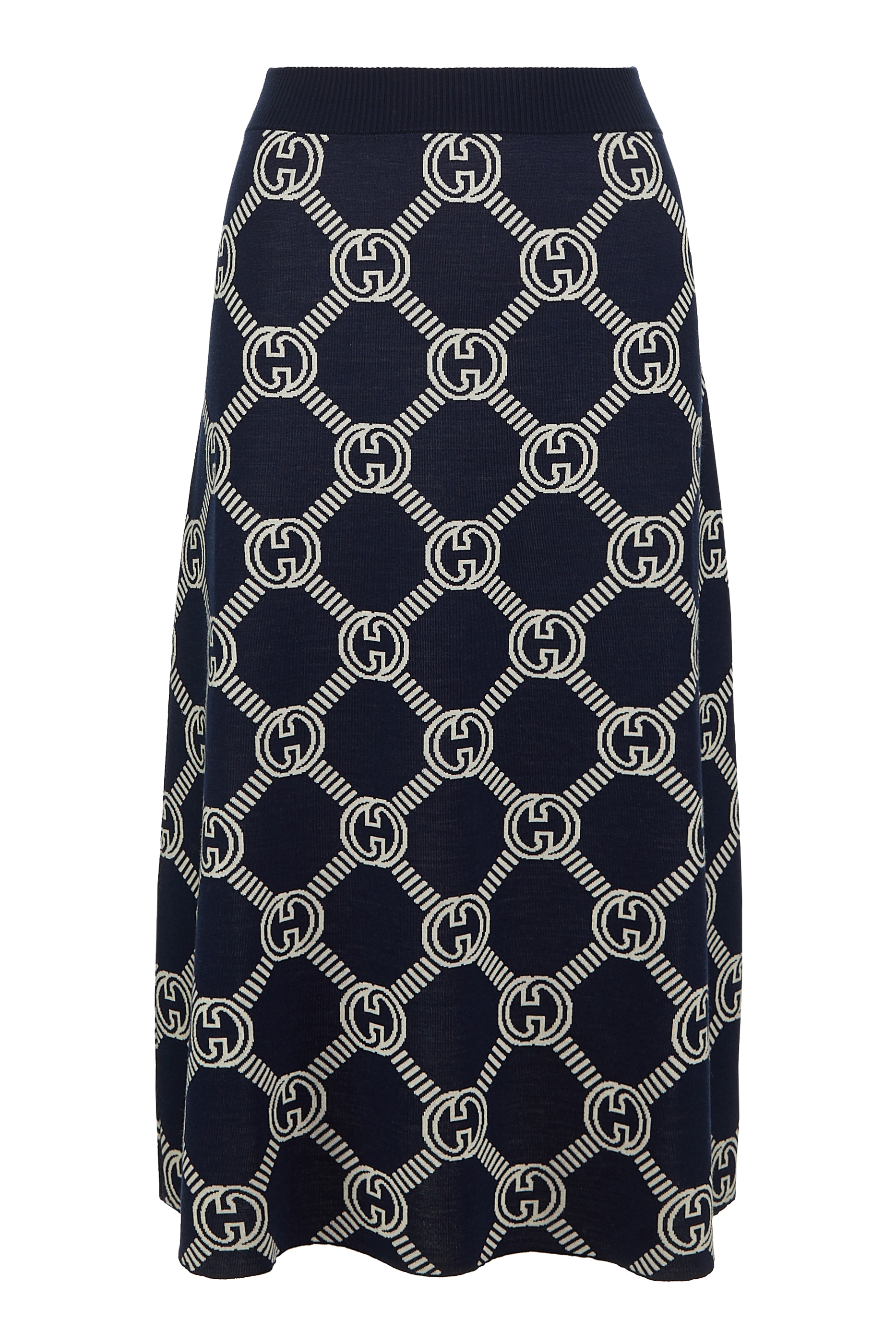 تنورة صوف بتصميم وجهين ونقشة شعار GG جاكار