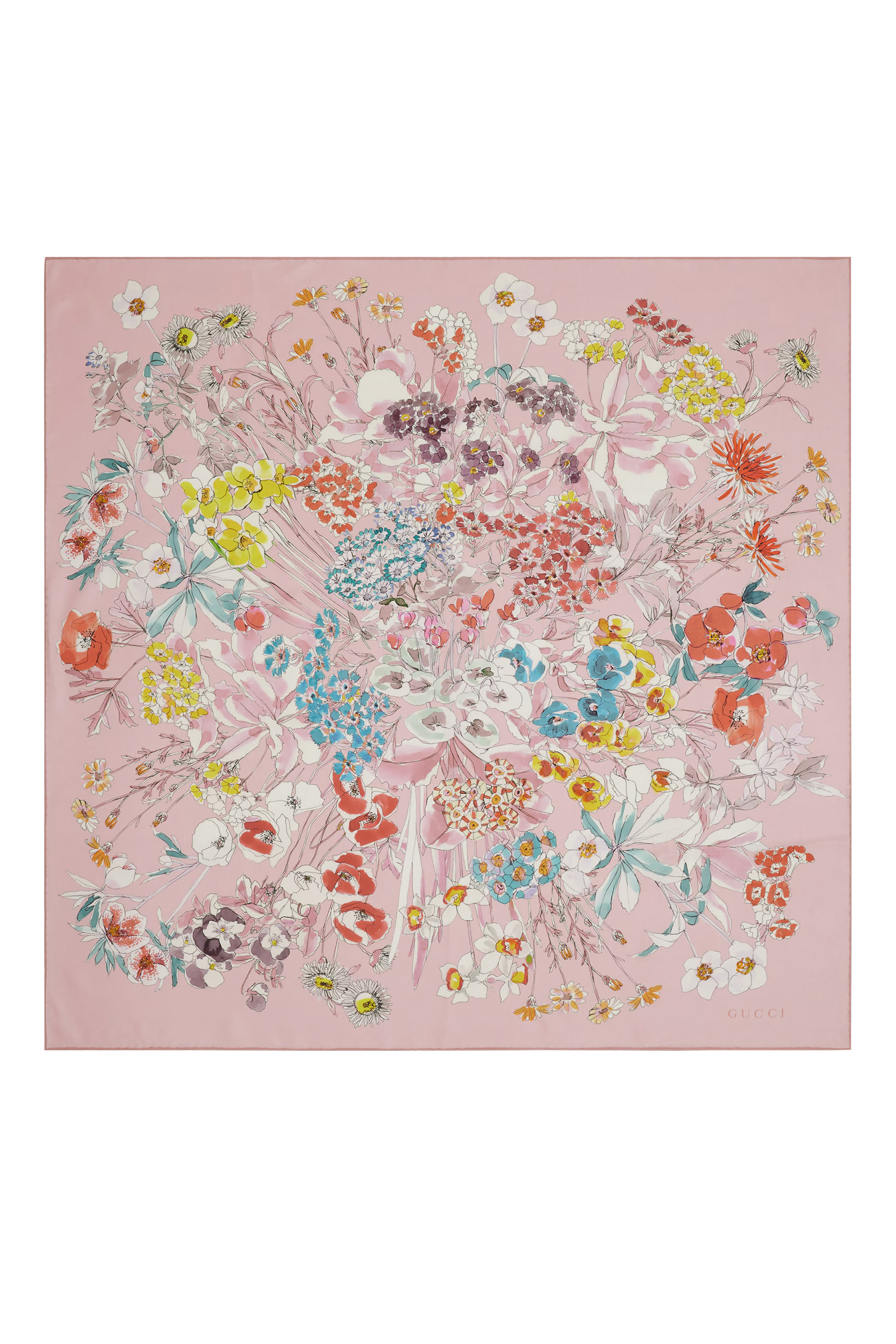 وشاح مربع بنقشة زهور تويل