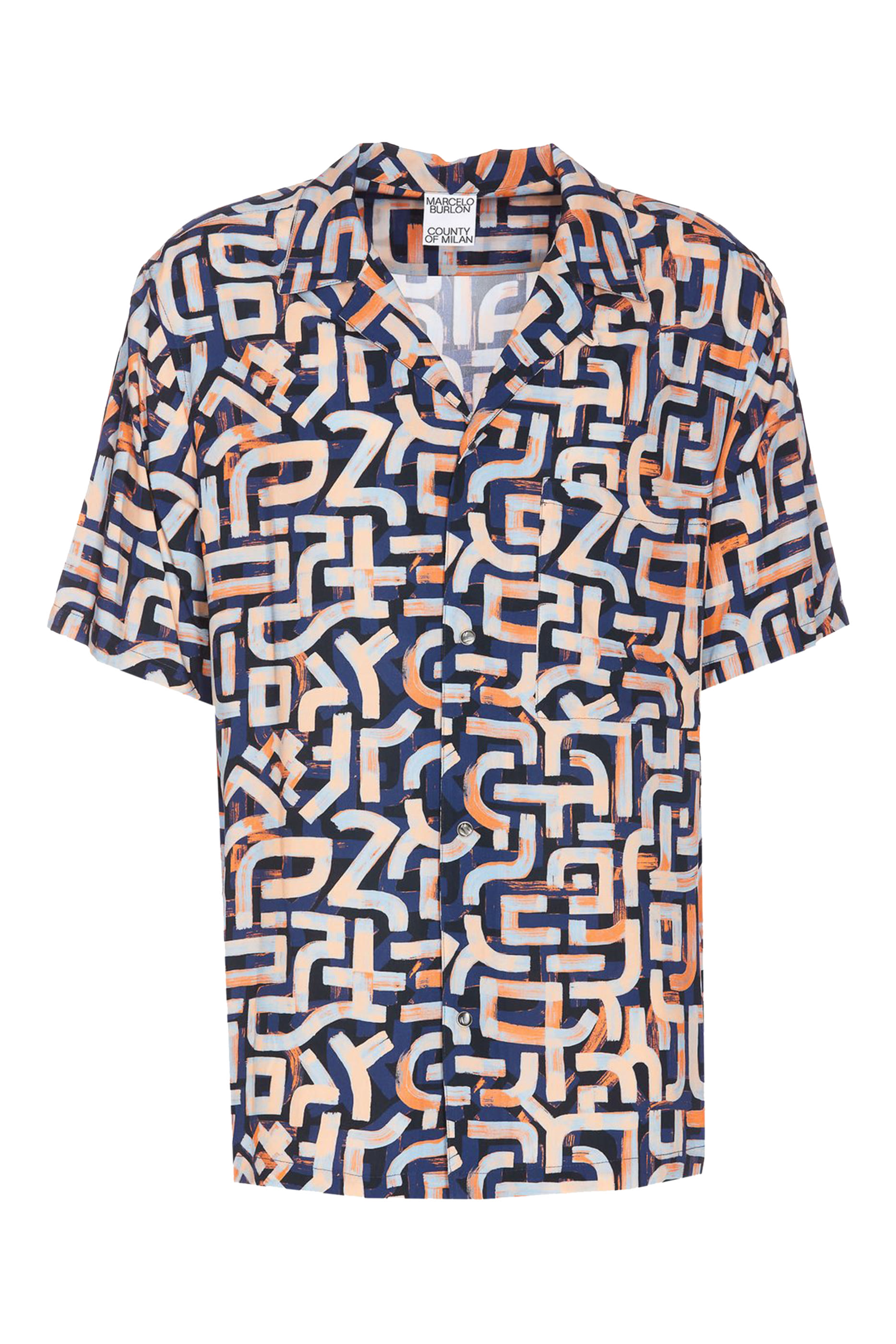 قميص هاواي مزين كليا بطبعة غرافيتي