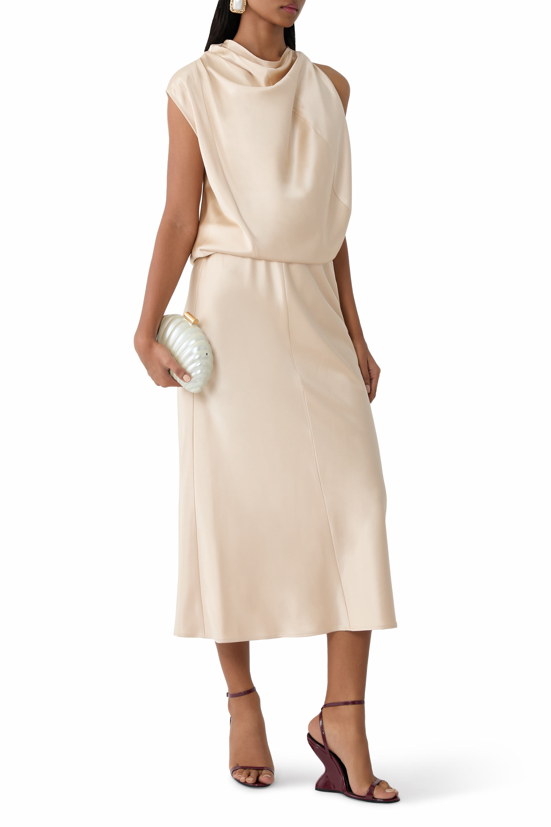 Sleeveless Drape Neck Dress 