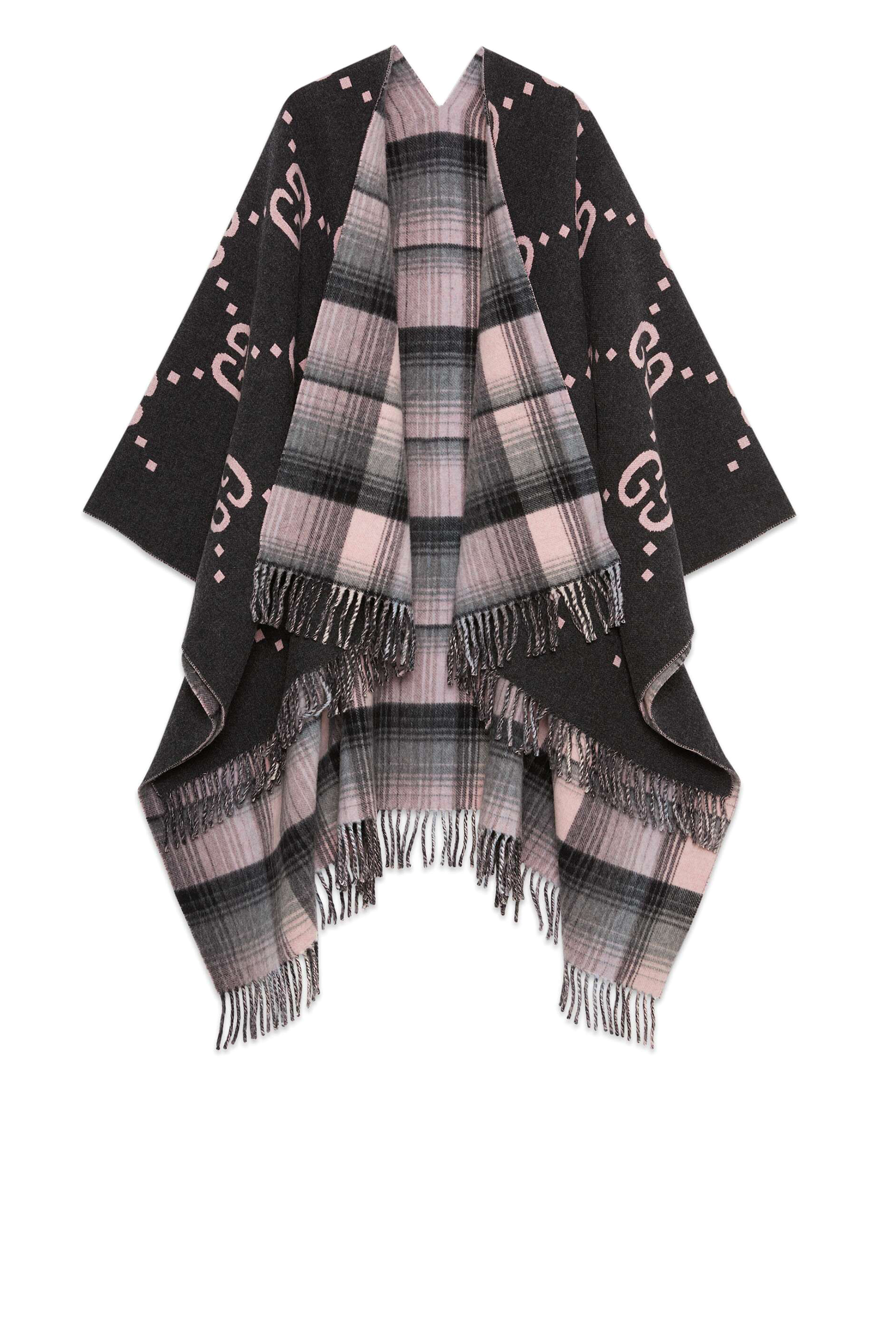 بونشو صوف بوجهين بشعار GG