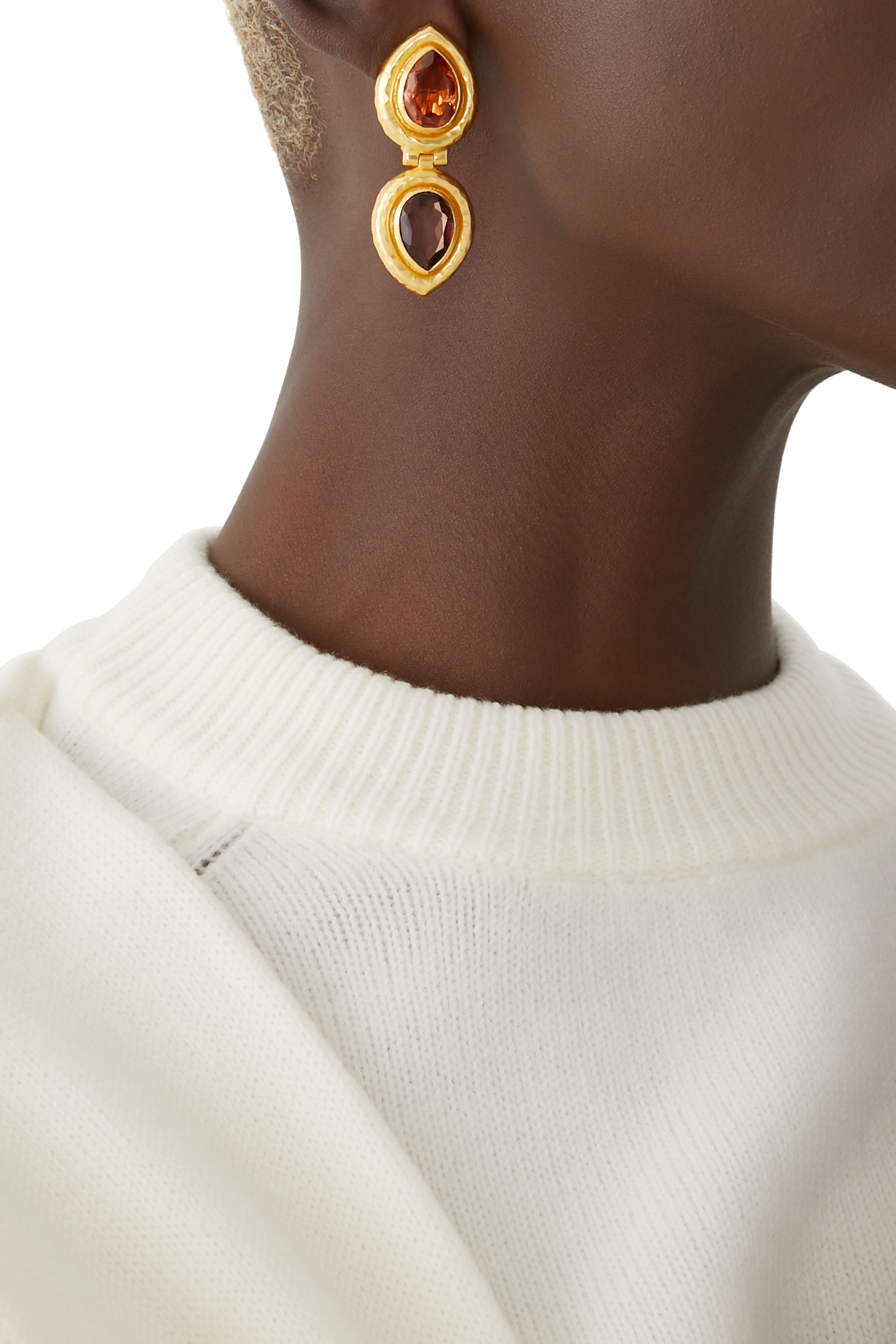 أقراط باولا مرصعة بأحجار سترين كوارتز نحاس مطلي بالذهب الأصفر عيار 24