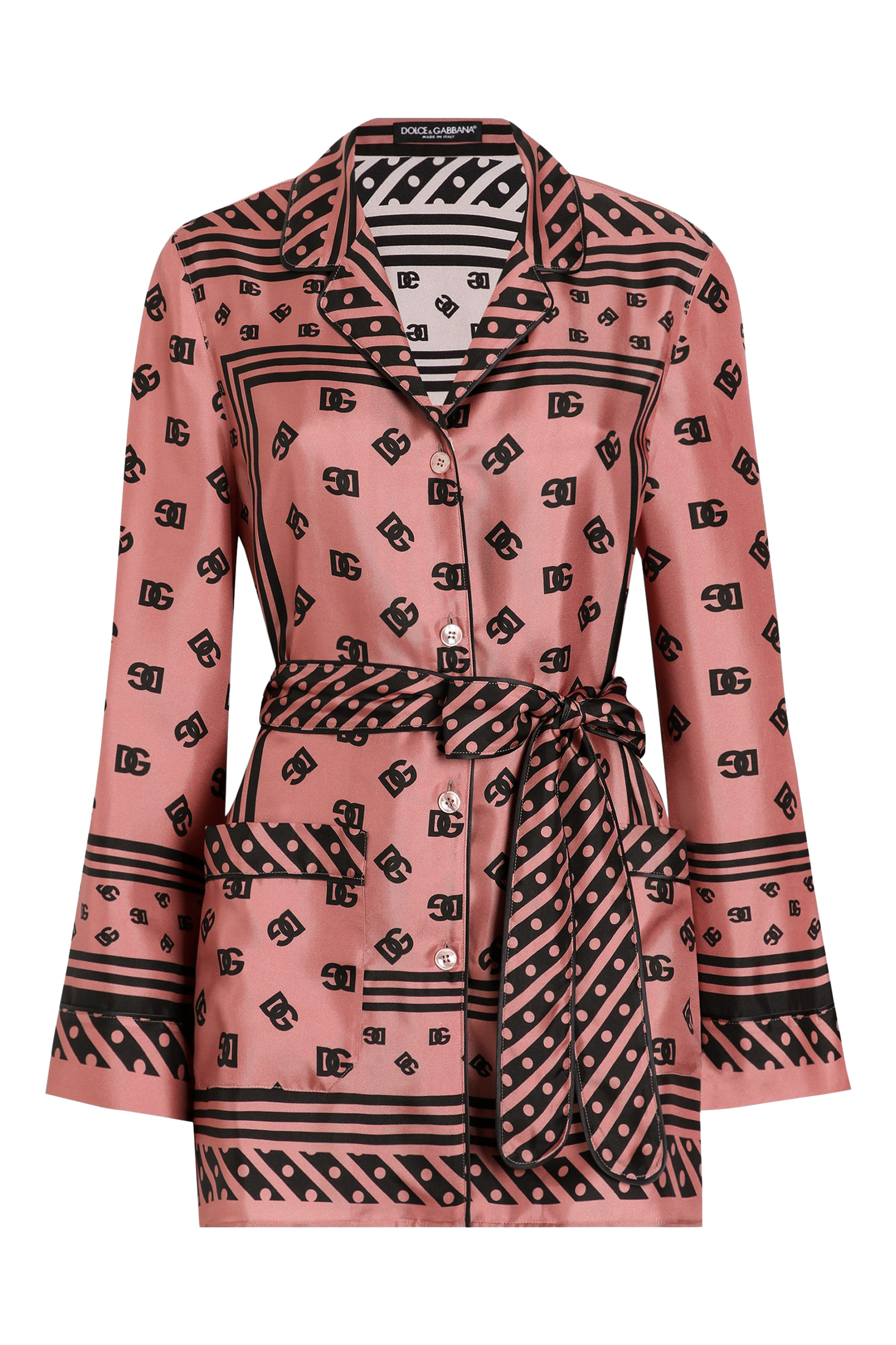 قميص بنقشة حرفي شعار الماركة بالكامل