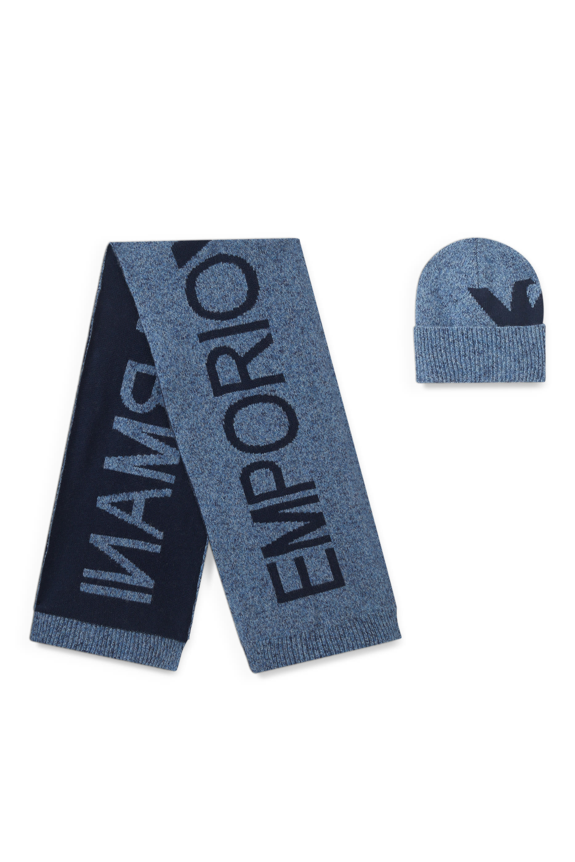 طقم وشاح وقبعة بيني مزيج صوف للأطفال