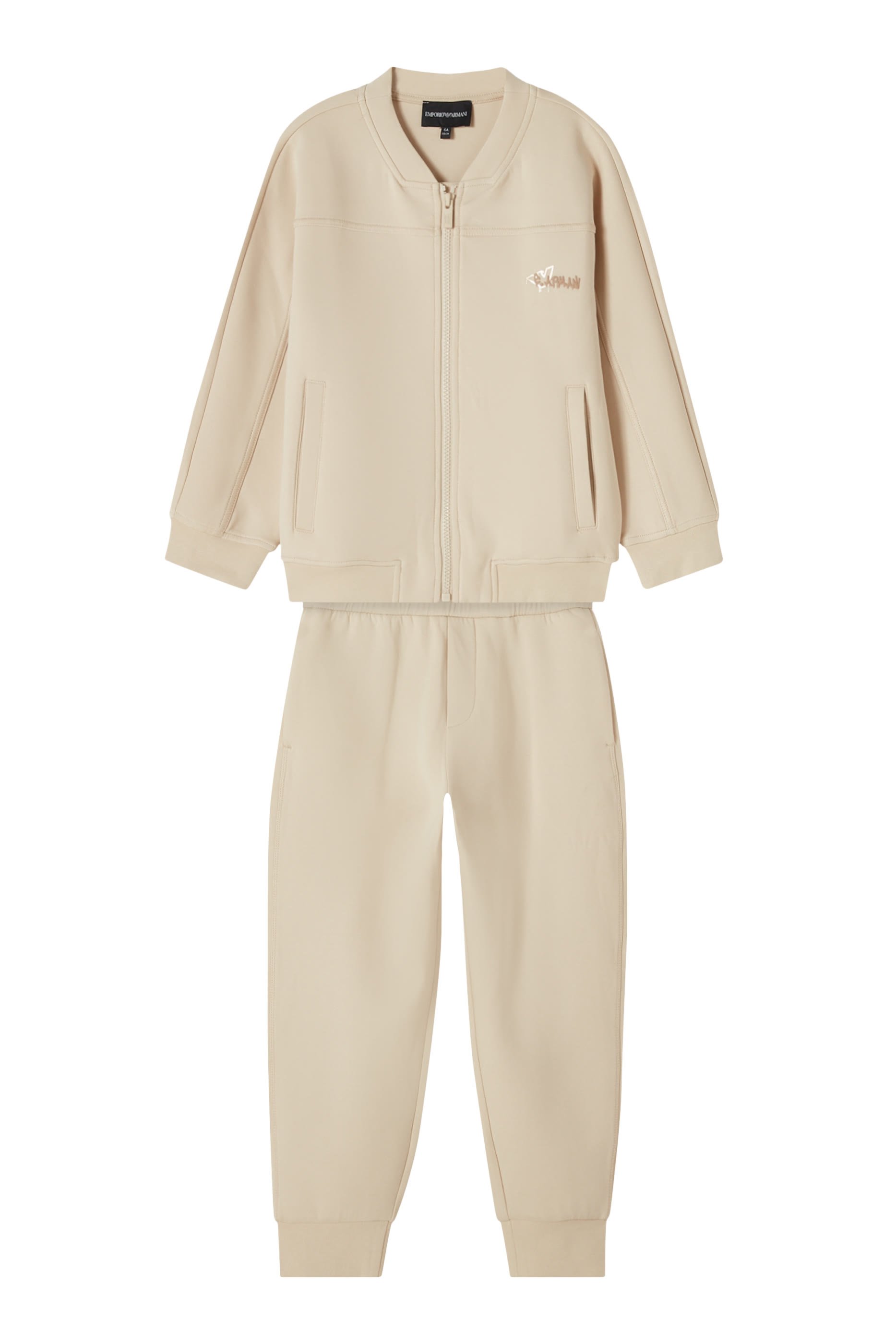 طقم بدلة رياضية بسحاب وشعار الماركة للأطفال