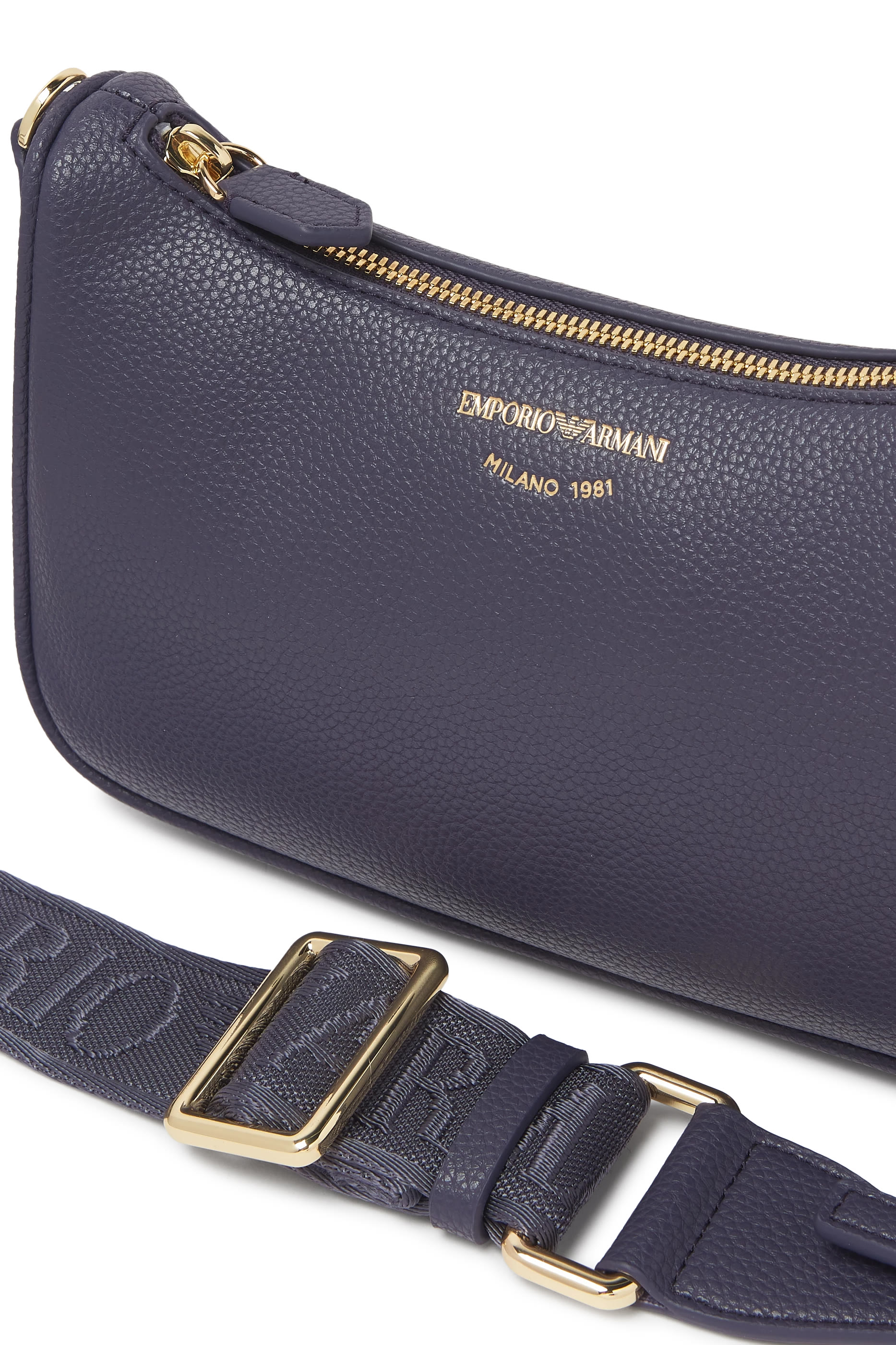 حقيبة طويلة بشعار الماركة بنقشة جلد الغزال