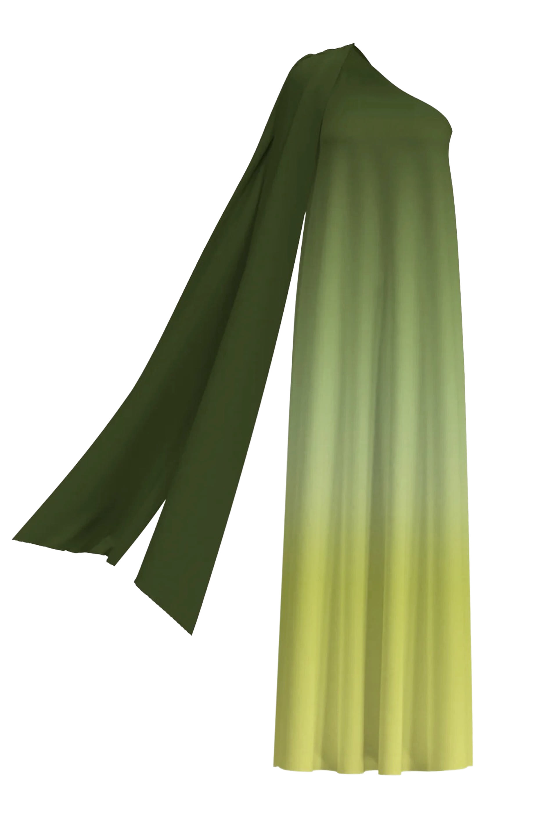 فستان رايا طويل بكم طويل وكتف مكشوف