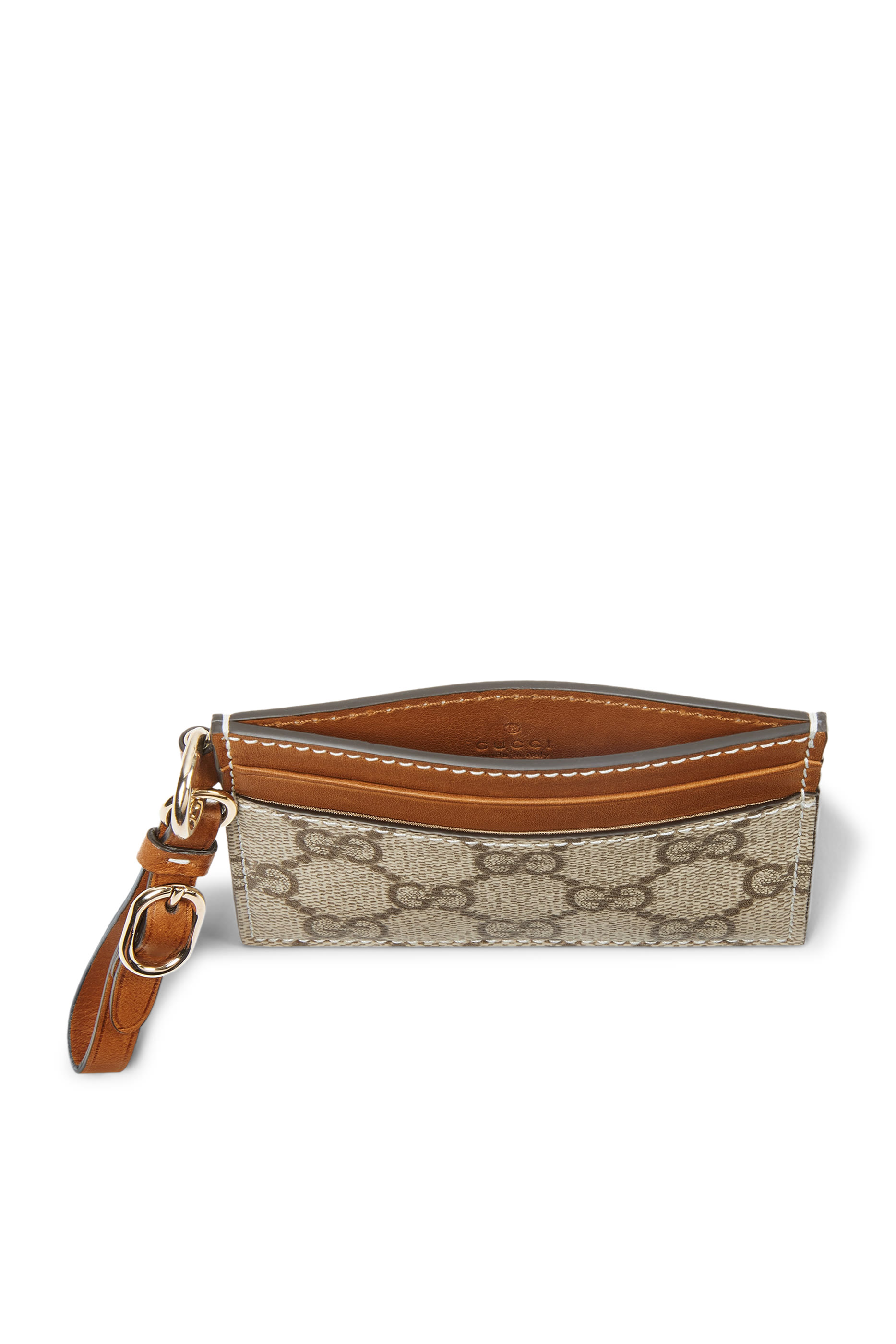 حافظة بطاقات بشعار الماركة مع حمالة