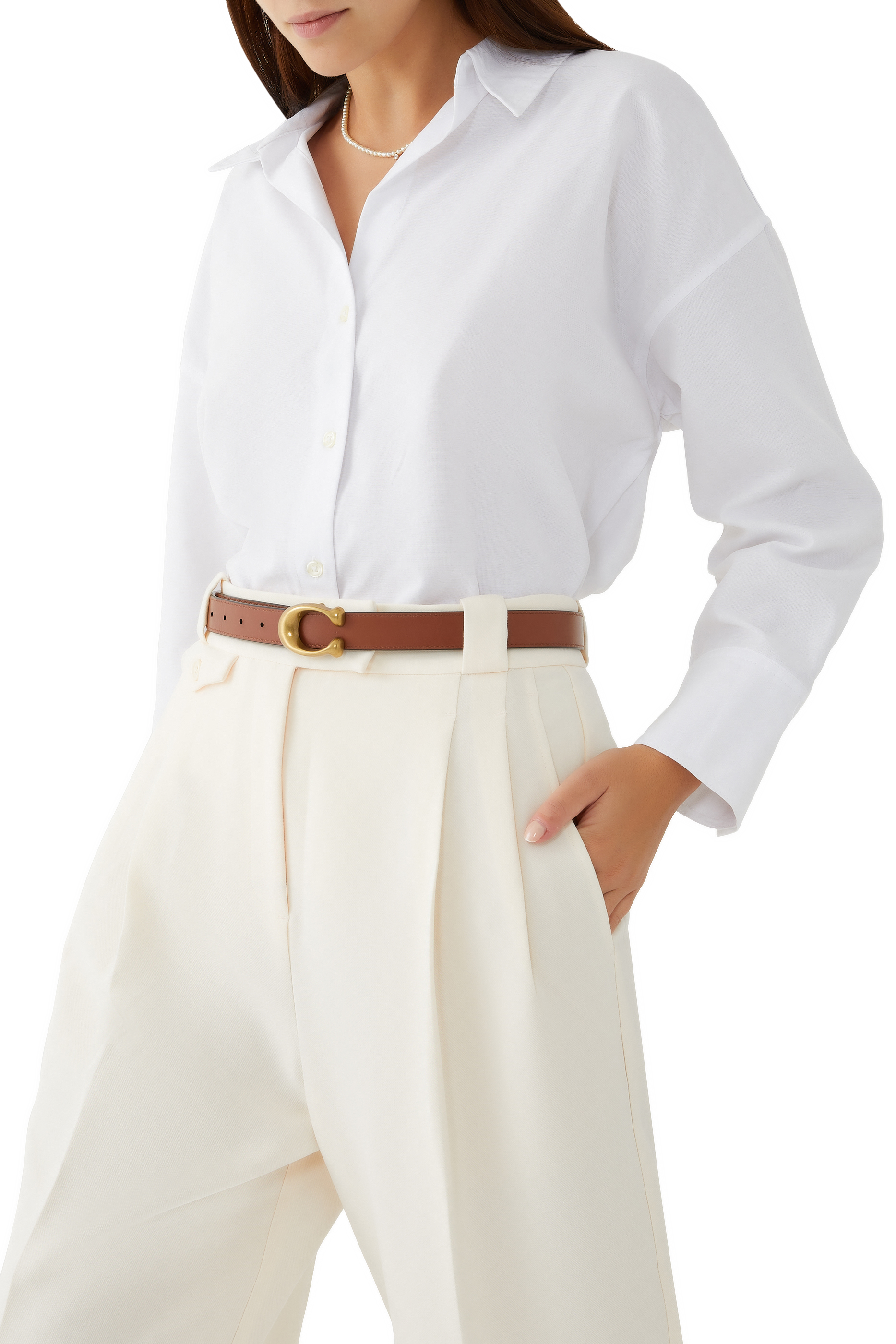 حزام بتصميم وجهين بحرف شعار الماركة