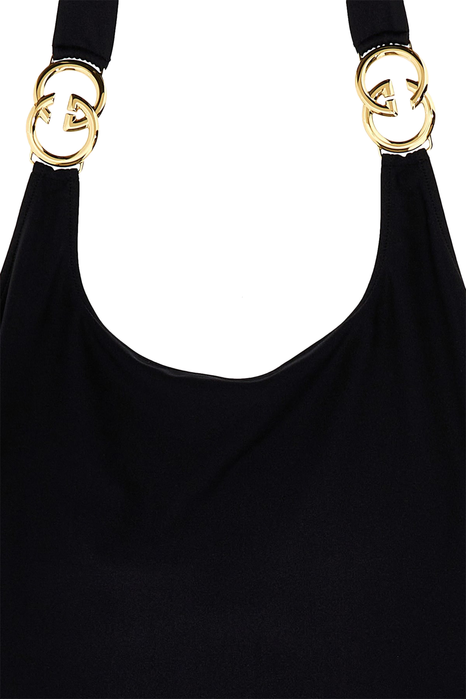 بدلة سباحة جيرسيه براق بحلية حرفي شعار الماركة بتصميم متداخل