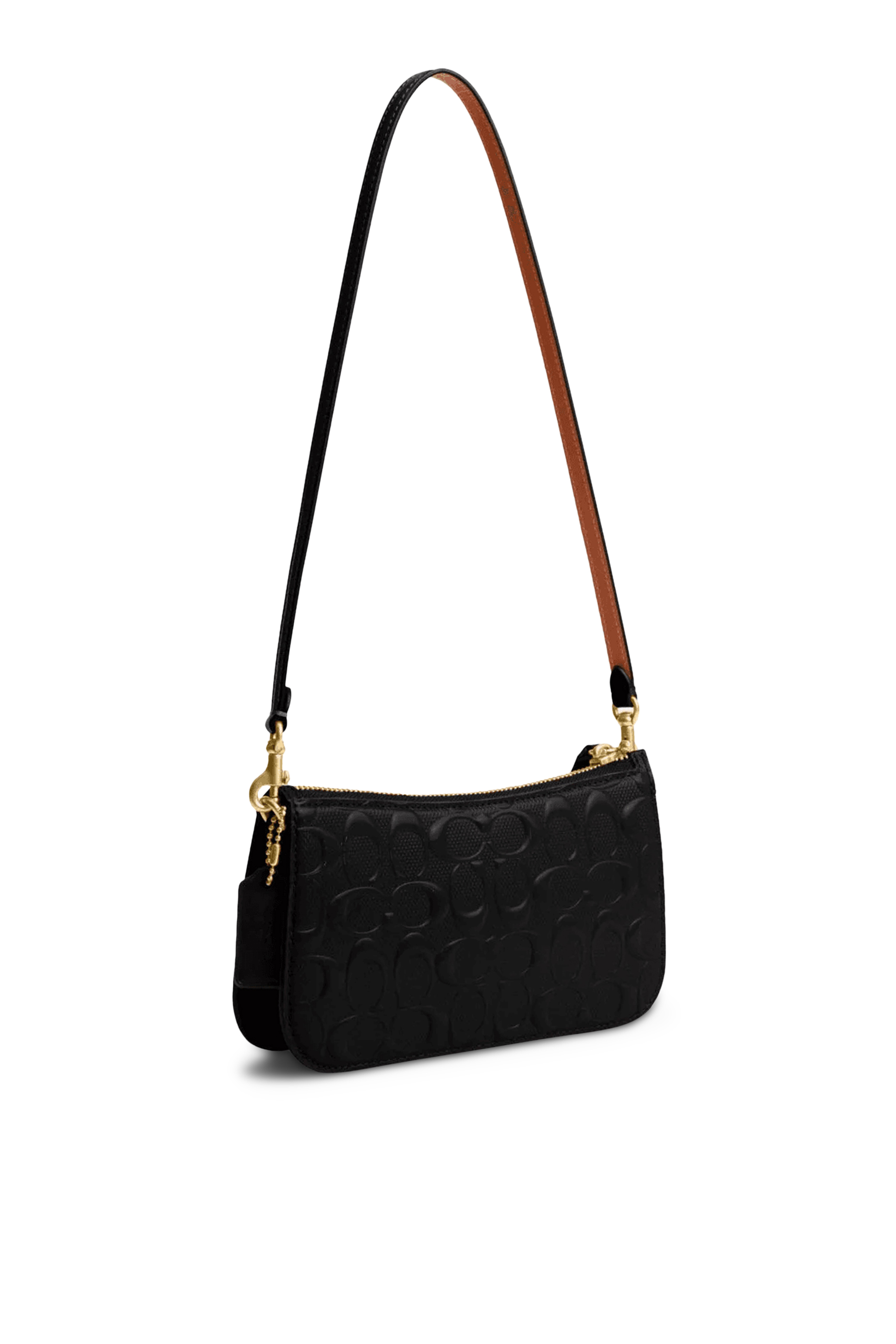 حقيبة كتف بين جلد بنقشة شعار الماركة