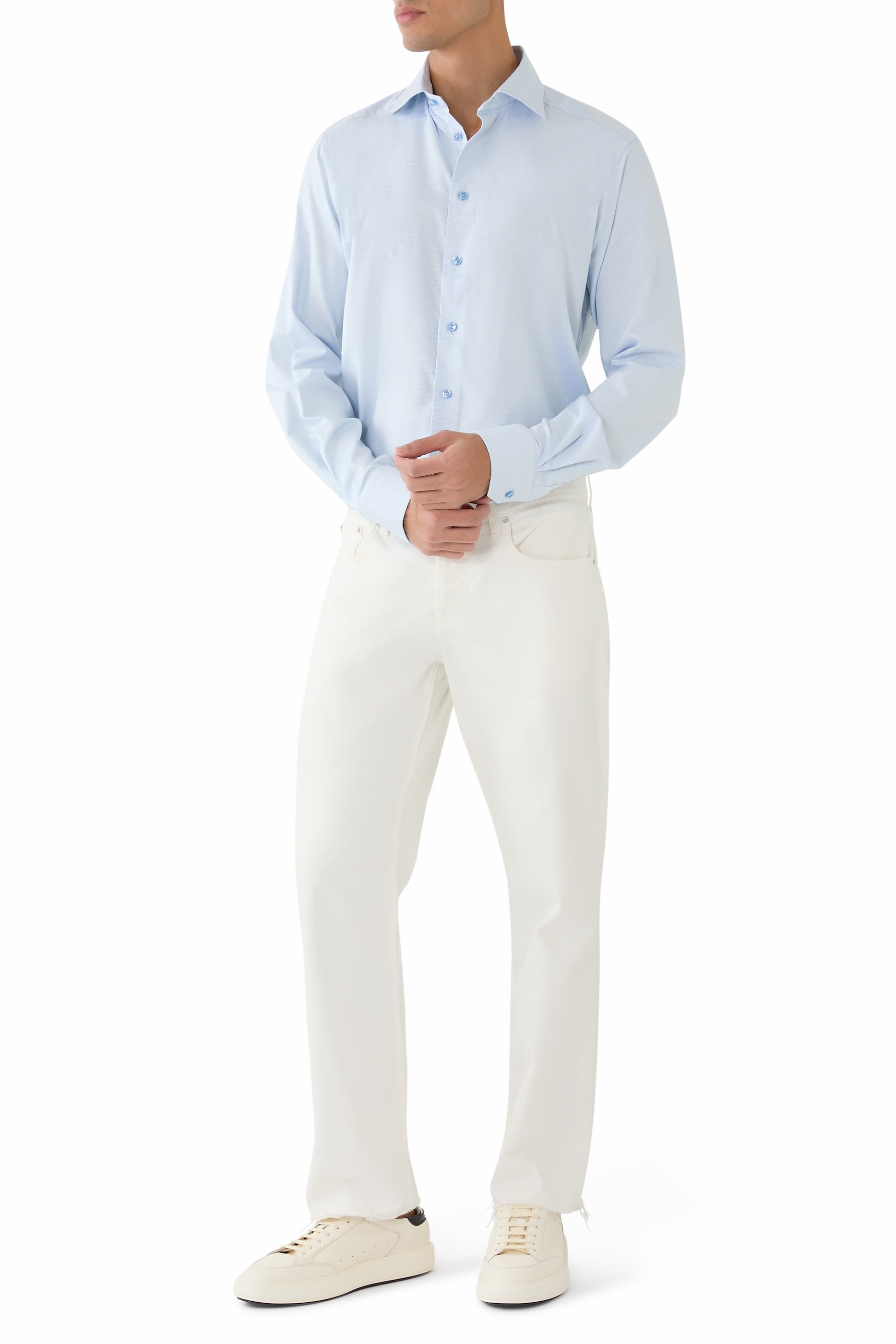 قميص شبه سادة قطن تينسيل لايوسيل