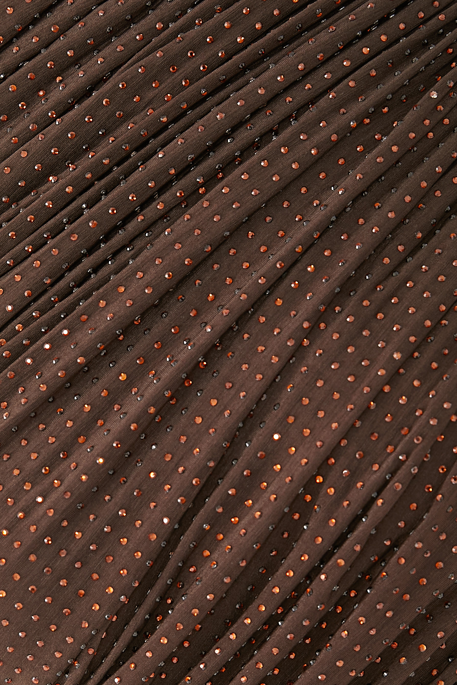 فستان ساندرز طويل مرصع بأحجار الراين بكشكش وفتحة جانبية