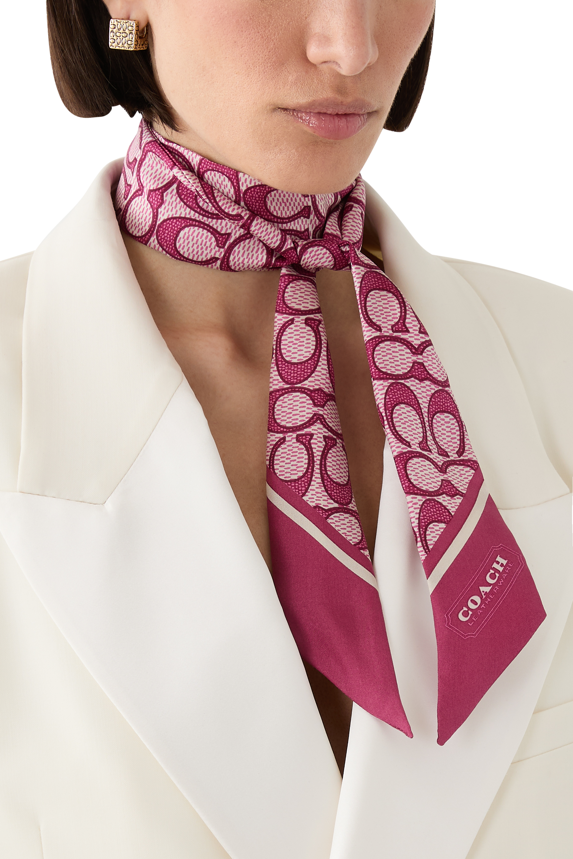 وشاح كلاسيكي بطبعات شعار الماركة حرير