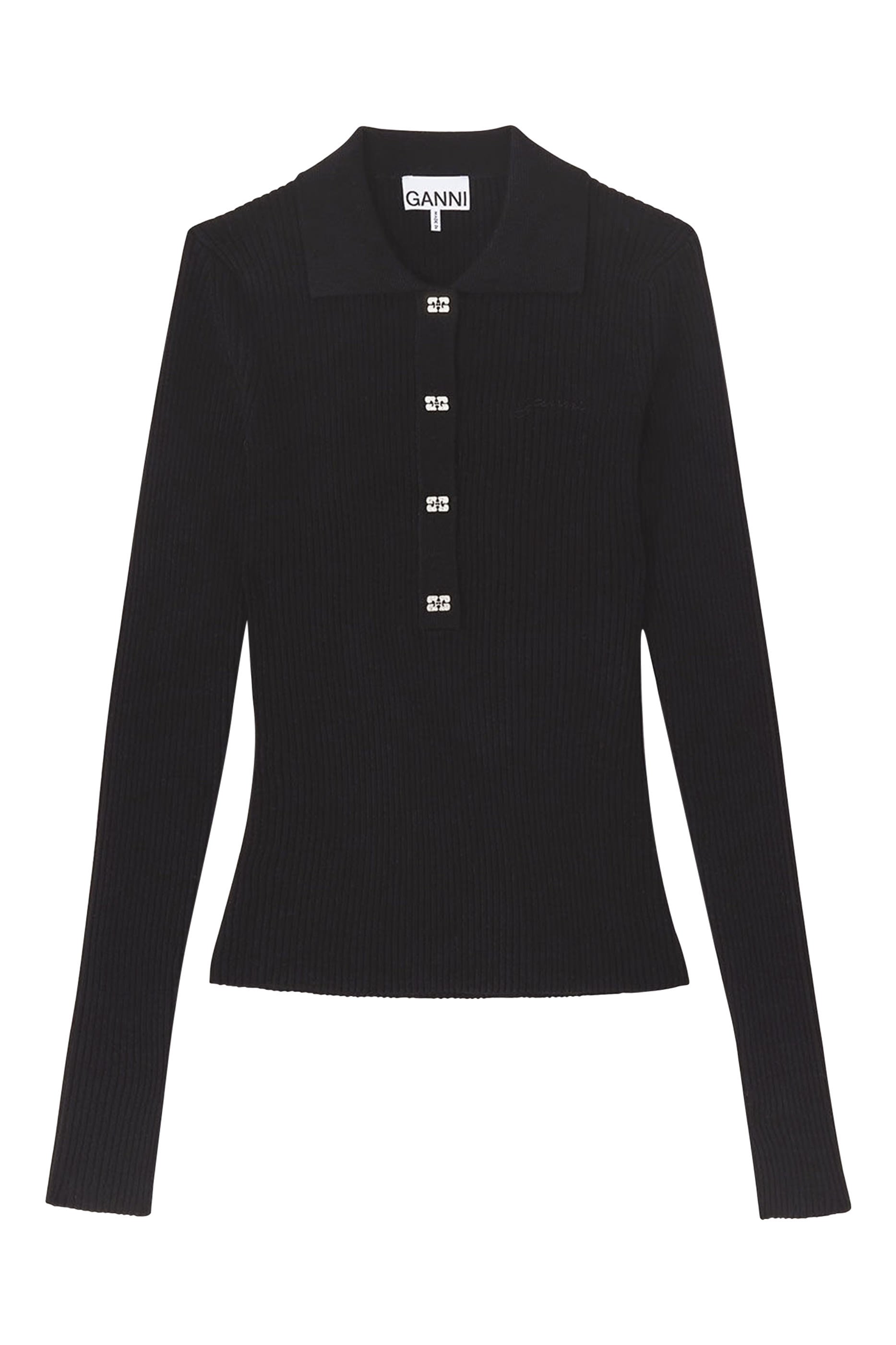 قميص بولو منسوج ومزين بترتر رفيع