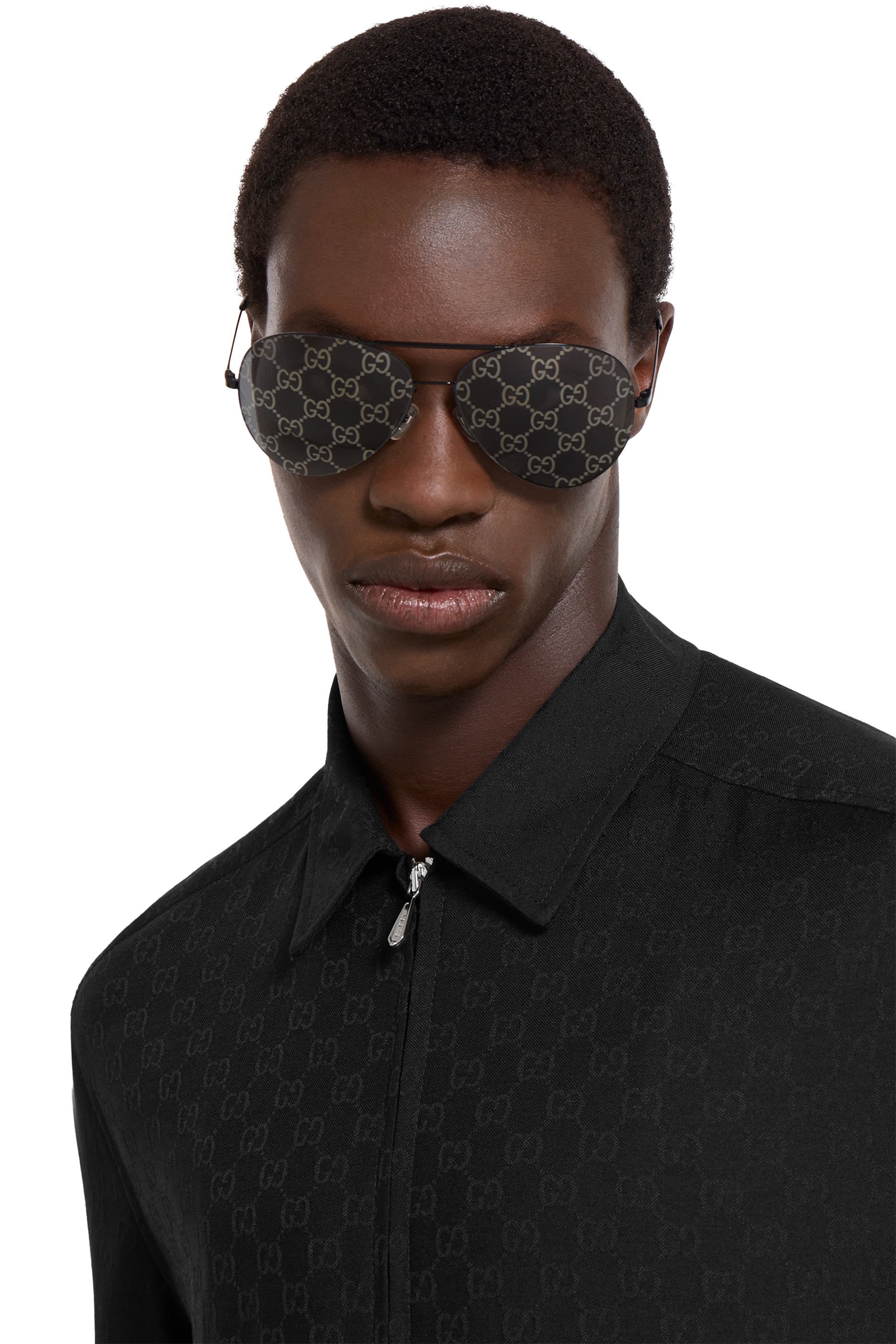 جاكيت بسحاب ونقشة حرفي شعار الماركة صوف