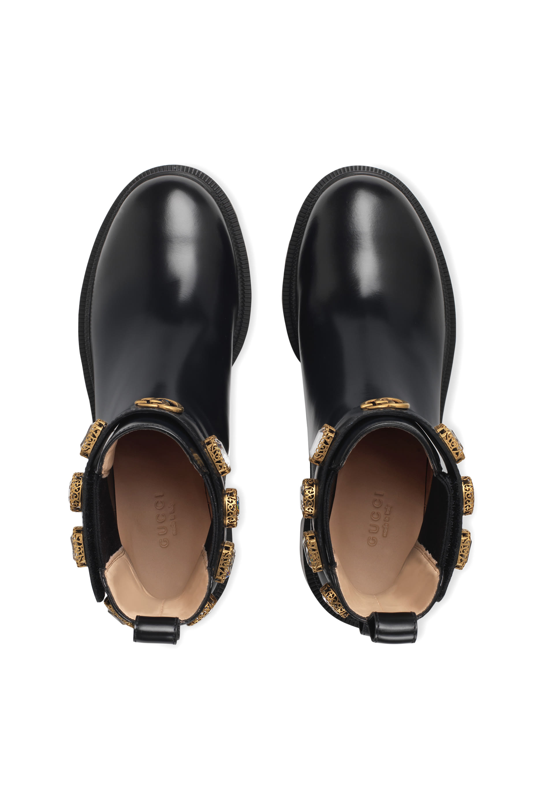 بوت بطول الكاحل مرصع جلد