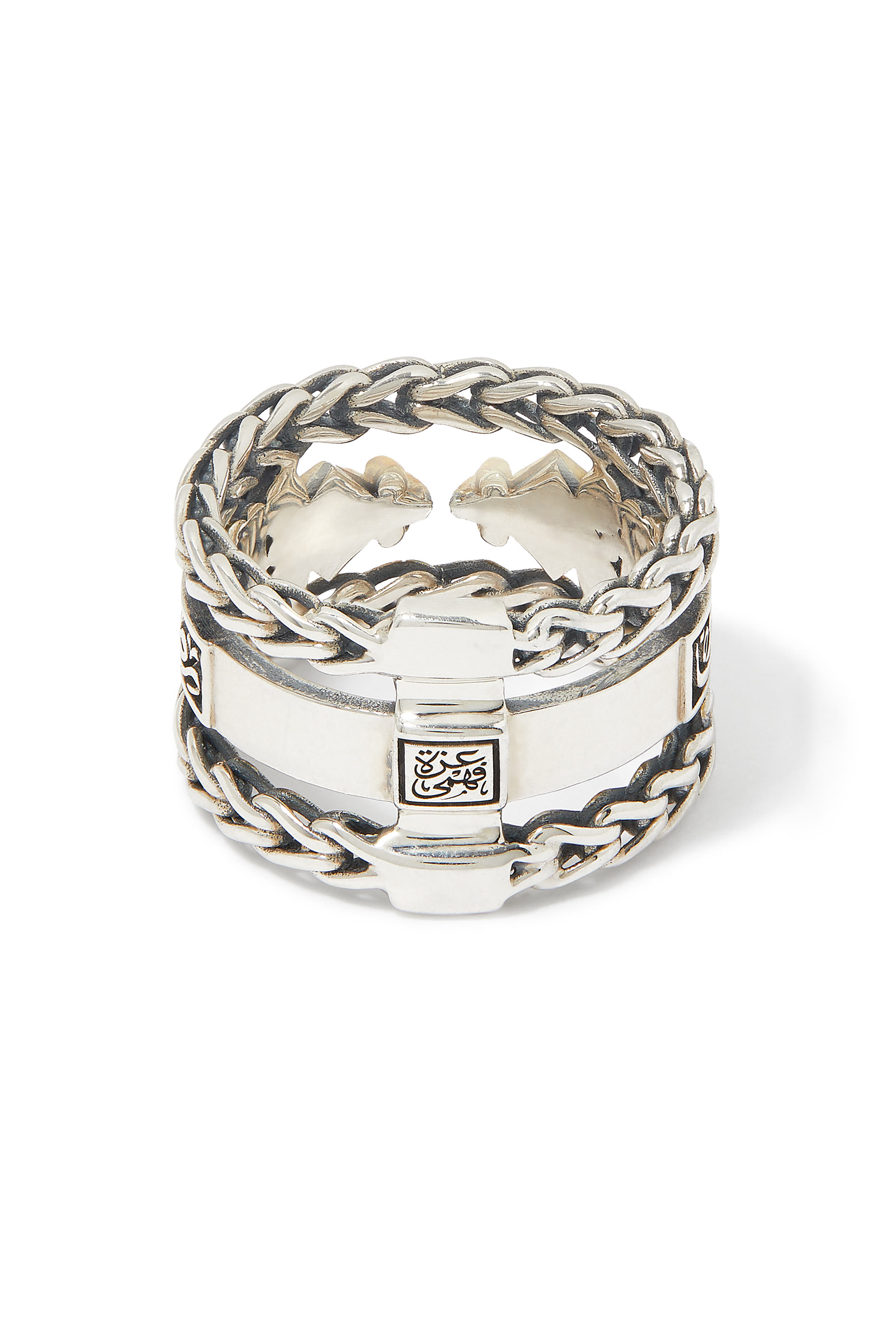 خاتم تراث بتصميم سلسلة رومانية بالتورمالين، ذهب أصفر عيار 18 قيراط وفضة إسترلينية