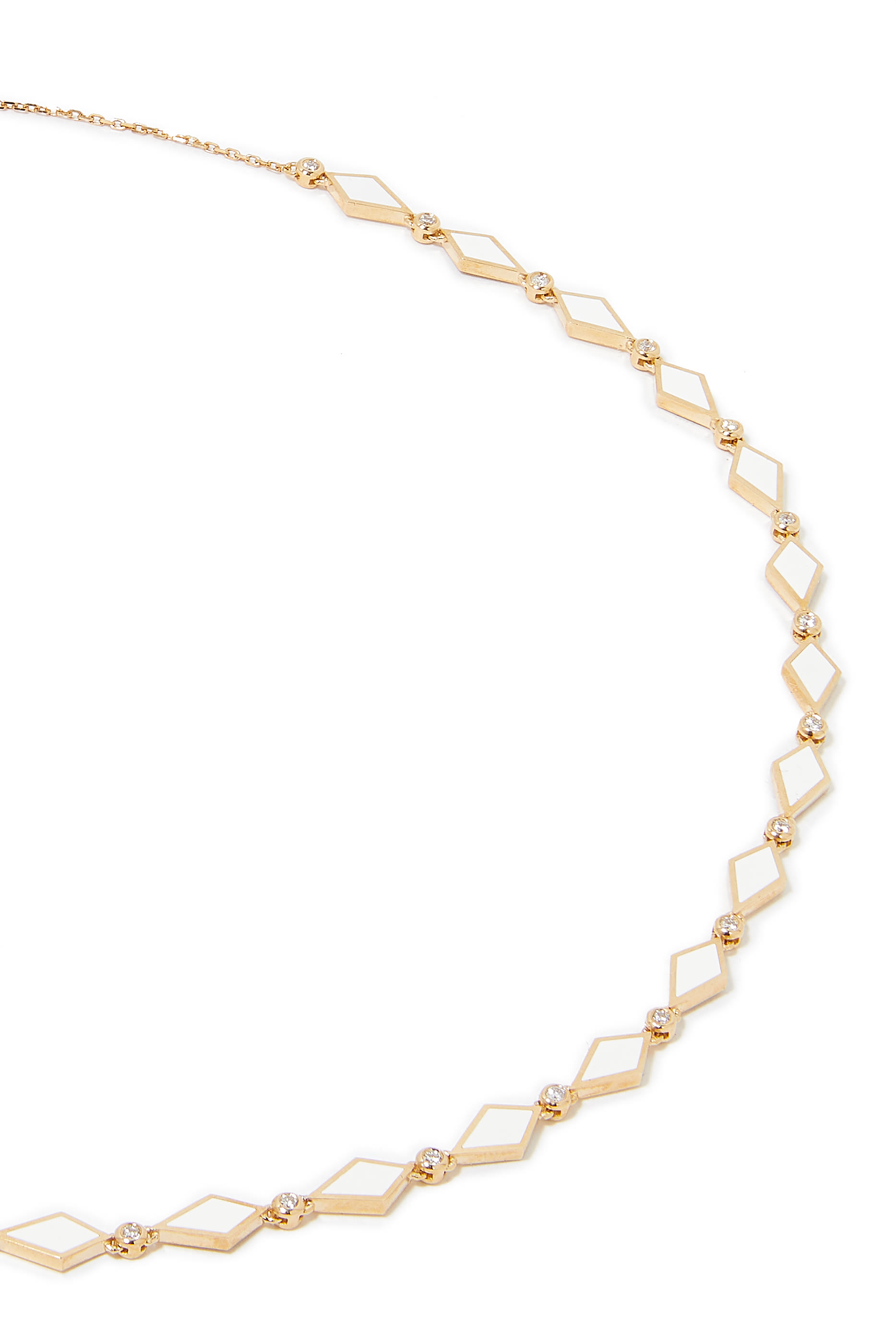 قلادة موزاييك موروكو مزينة بالمينا والماس ذهب عيار 18