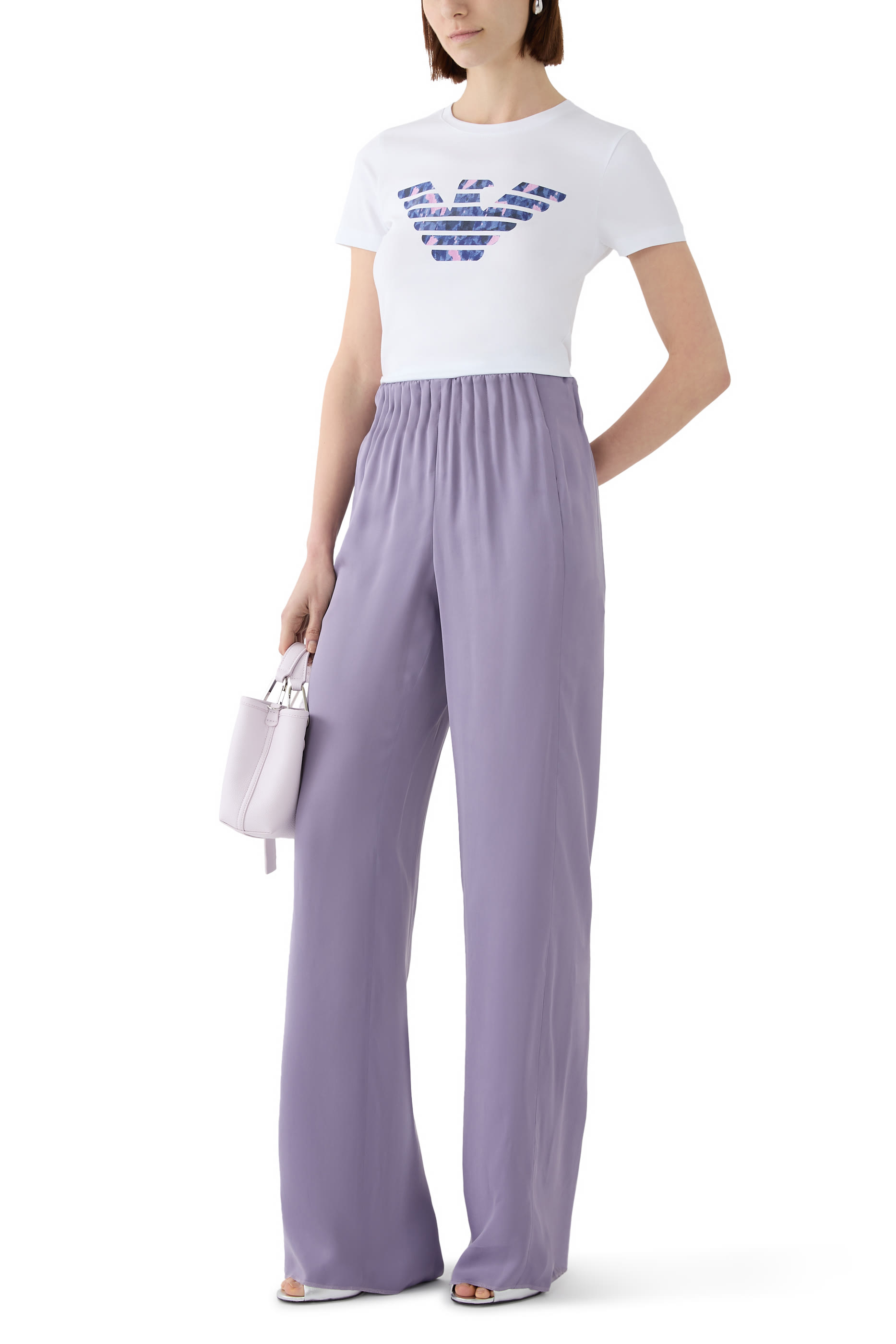 تيشيرت ايه اس في بقصة ضيقة وشعار الماركة بحجم كبير جبرسيه مطاطي