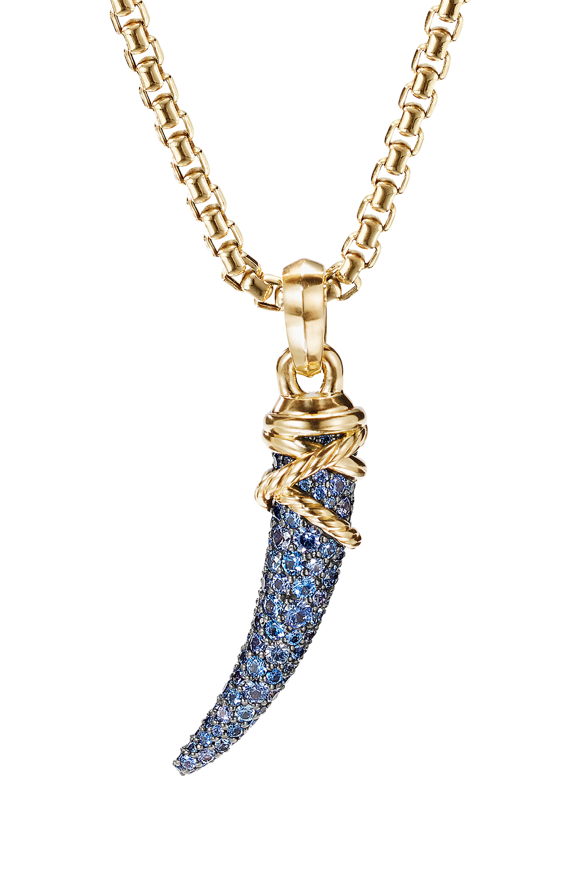 Tusk Amulet, 18k Gold & Sapphire