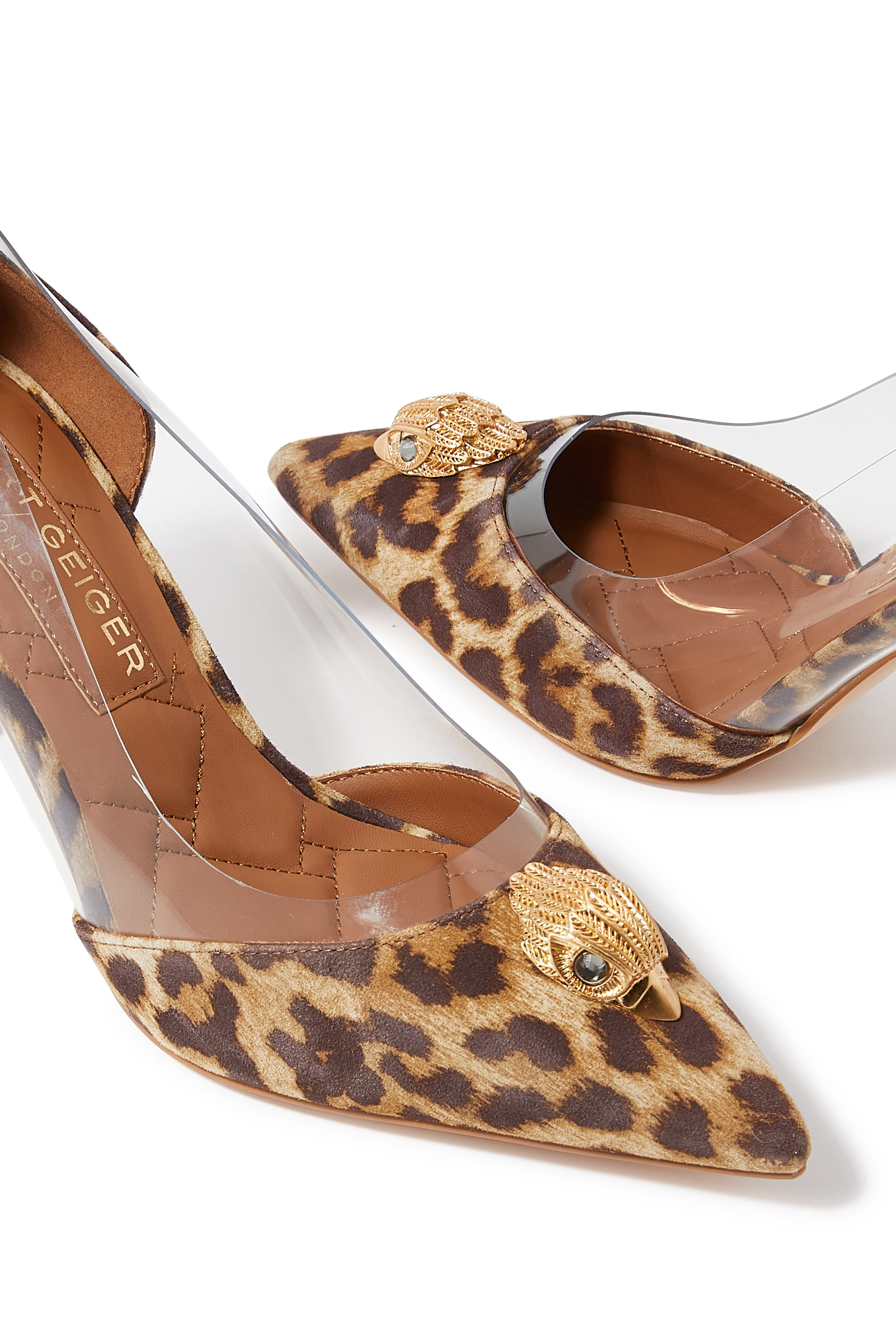 حذاء كلاسيكي بلجرافيا 85 بكعب وحلية شعار الماركة فينيل