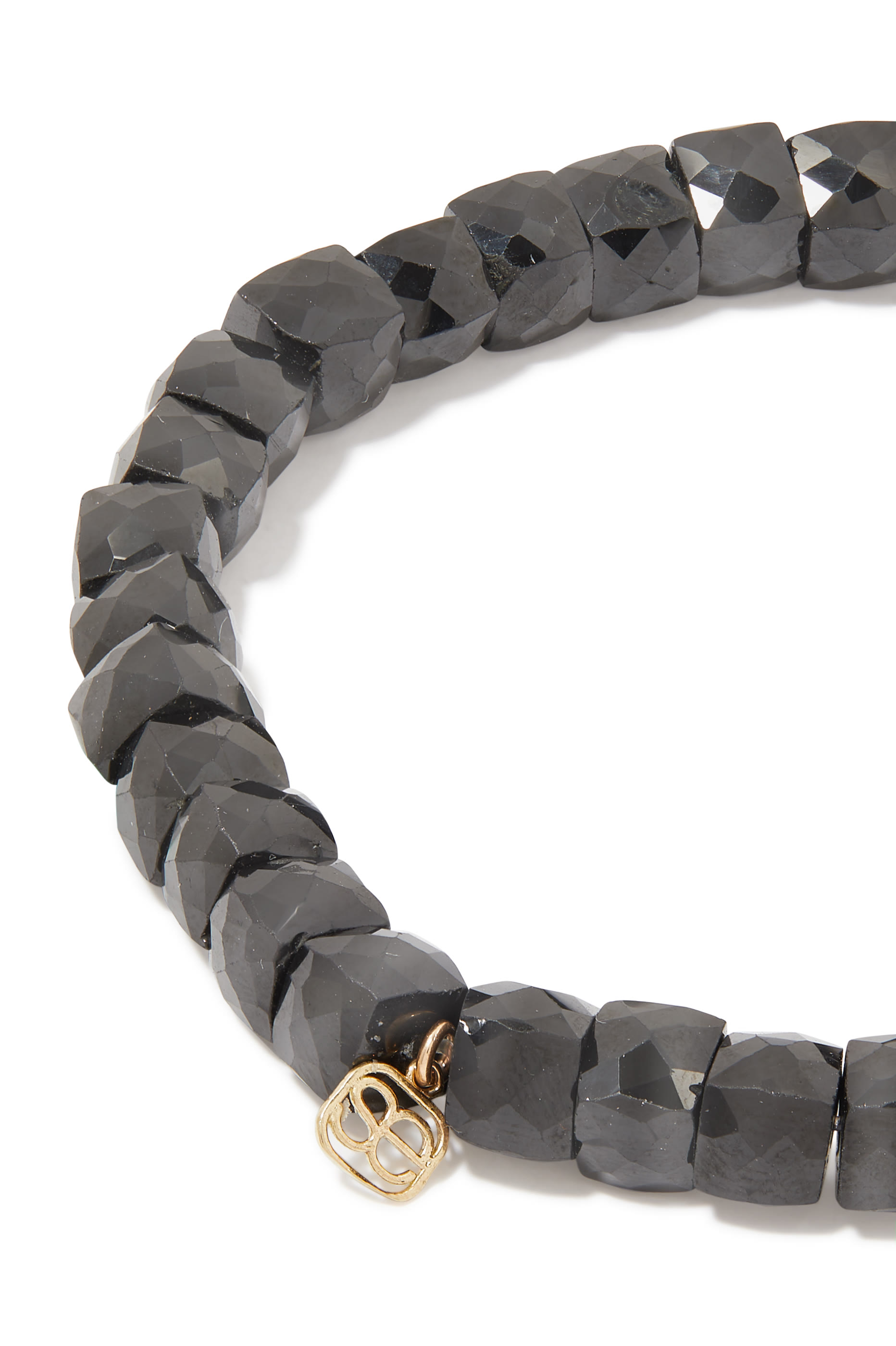 سوار خرز مزين بميدالية ستار باست صغيرة مرصعة بأحجار بافيه ذهب أصفر عيار 14