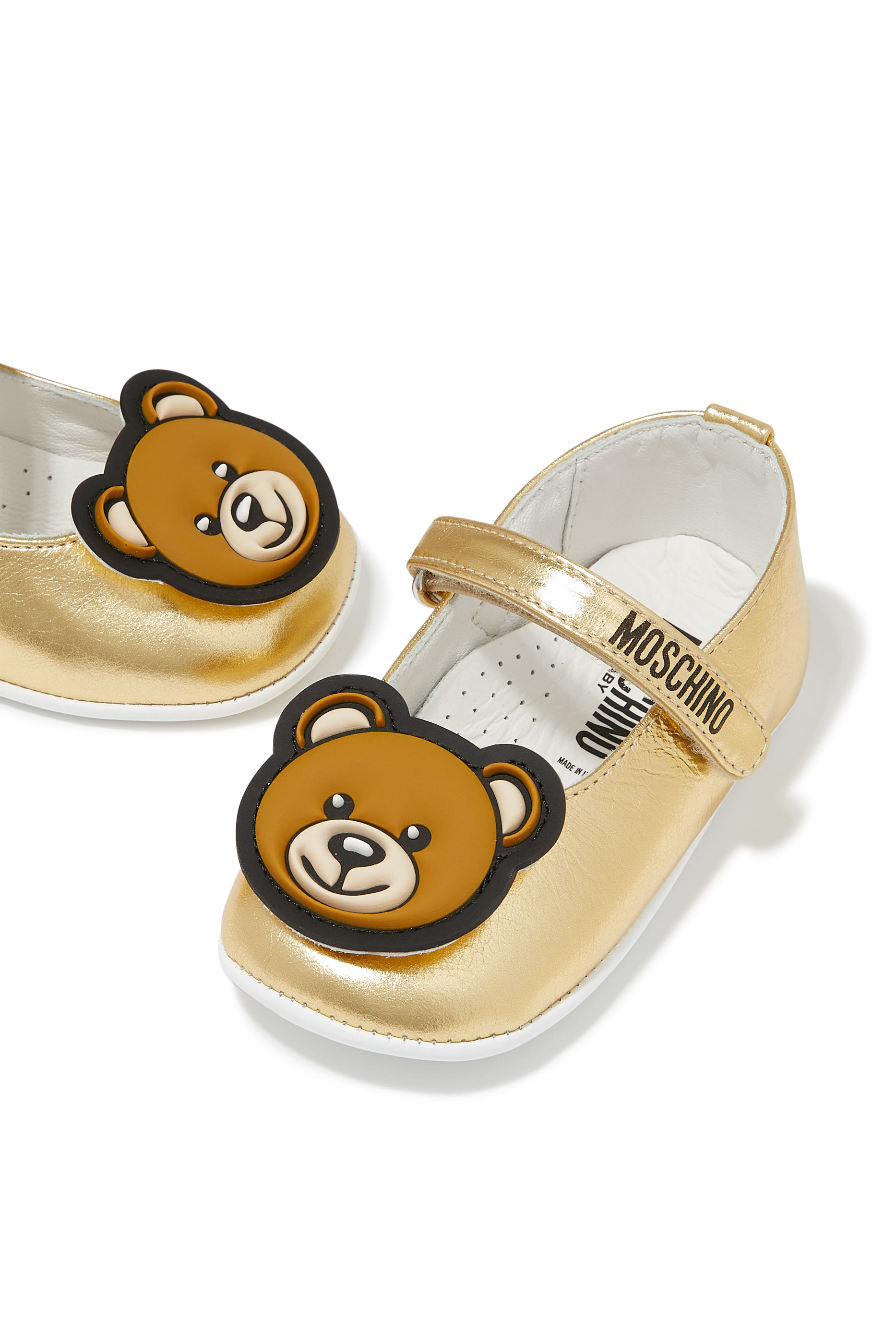 حذاء باليرينا برقعة الدب تيدي جلد للأطفال